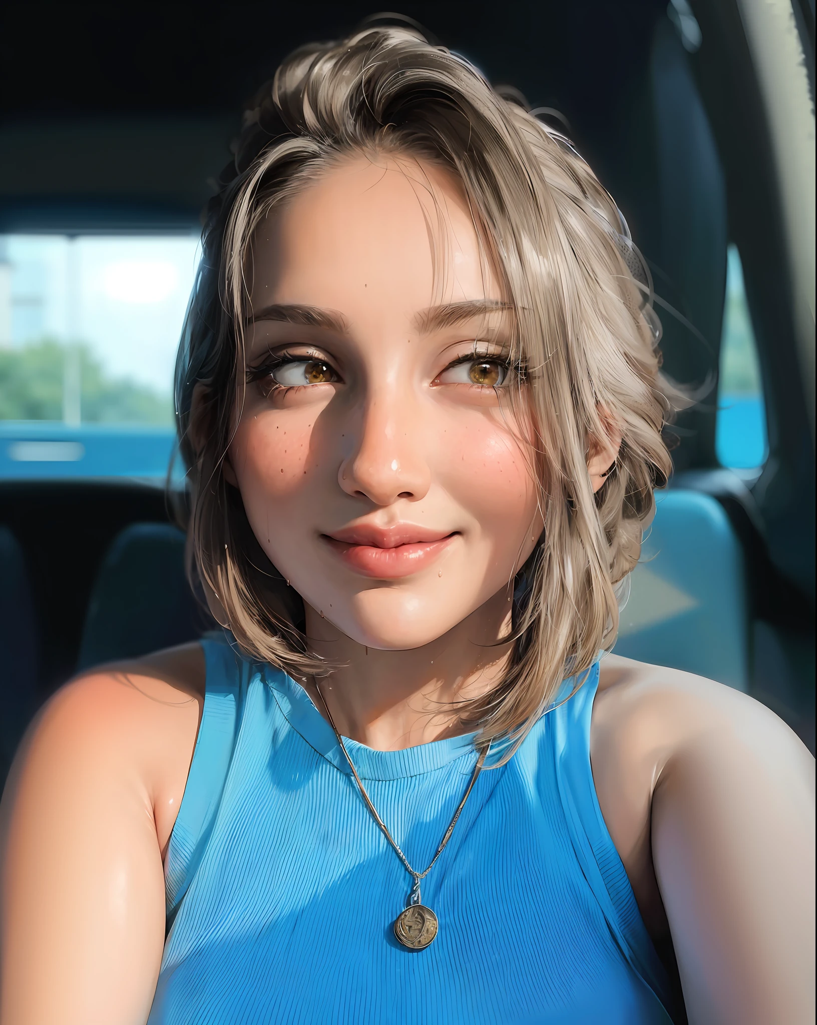 masterpiece:1.2, best quality), realistic, (real picture, intricate details, depth of field), (1girl, solo), make up, parted lips, highly-detailed, perfect face, (huge breasts:1.4), (skindentation), thick thighs, wide hips, small waist, tall, glossy coral lips, red hairs, red eyes, ponytail, (A girl playing volleyball, white volleyball uniform), (sweating:1.2), (wet), sexy, blushing,