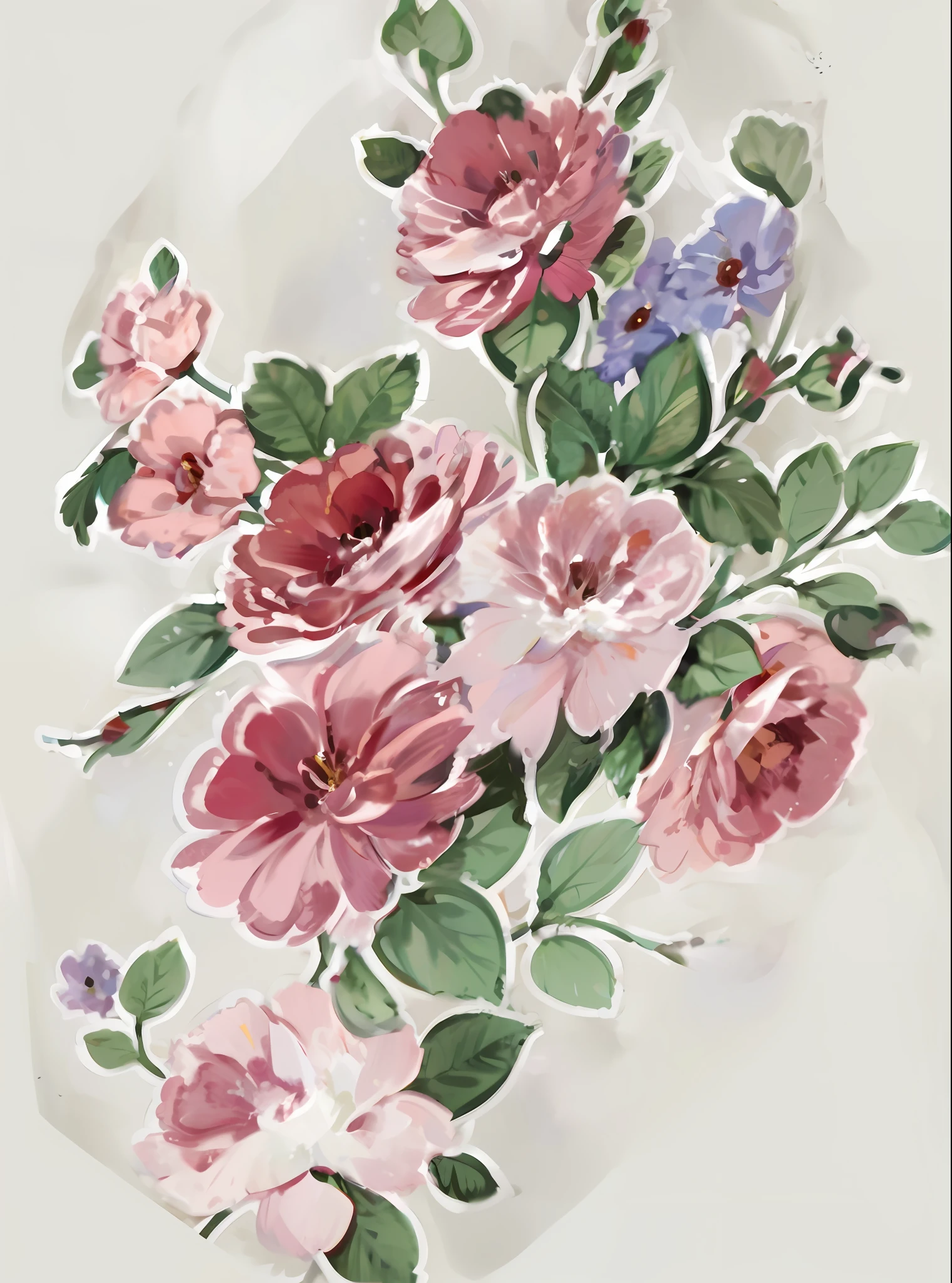 With pink and purple flowers, bouquet, floral, swirling flowers, translucent rose ornate, rose, floral renewal, ornate, floral pattern, decorative roses, anron, close up, inspired by François Boquet, rosen maiden, vintage look , pastel roses, close up, ornate floral, floral pattern, vector