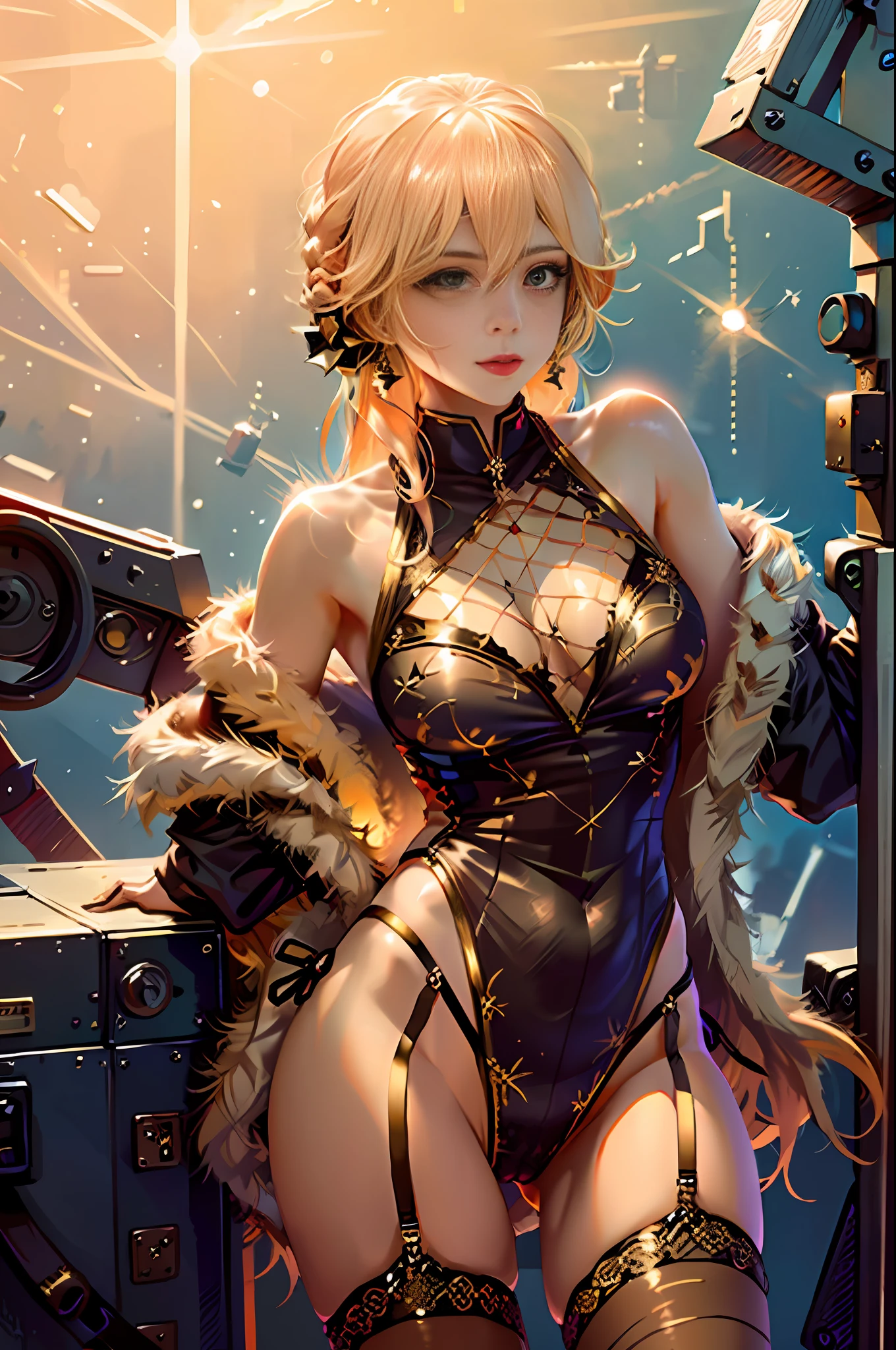 Photo quality, 8K CG, high quality, ultra high resolution Contraposto photorealistic image with one girl visible from behind. Very pretty face, light smile, very finely embroidered underwear, precise fingers, precise arms, long hair