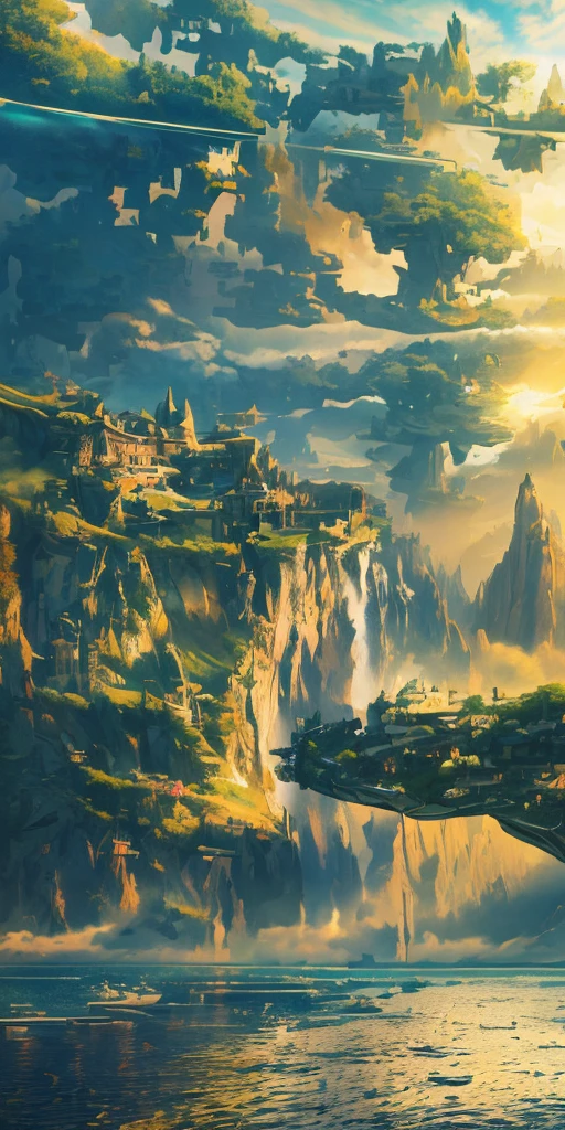 masterpiece, best quality, high quality, extremely detailed CG unity 8k wallpaper, scenery, outdoors, sky, cloud, day, no humans, mountain, landscape, water, tree, blue sky, waterfall, cliff, nature, lake, river, cloudy sky,award winning photography, Bokeh, Depth of Field, HDR, bloom, Chromatic Aberration ,Photorealistic,extremely detailed, trending on artstation, trending on CGsociety, Intricate, High Detail, dramatic, art by midjourney