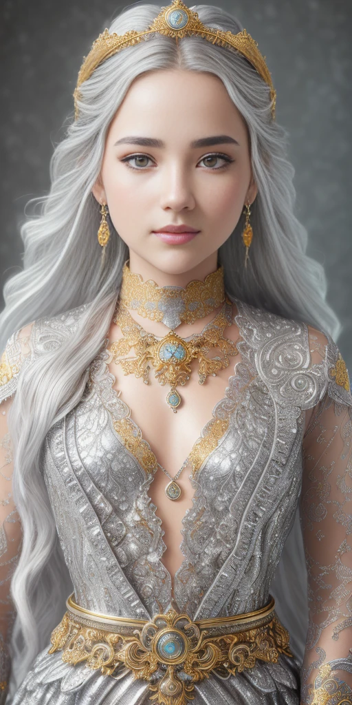 masterpiece, best quality, best quality, Amazing, beautiful detailed eyes,girl, finely detailed, Depth of field, extremely detailed CG unity 8k wallpaper, full body,(other Minato aqua:1.1), (a girl wears Clothes with a silver texture:1.2),(extremely gorgeous metal style:1.2),(Metal crown with ornate stripes:1.2),(Various metals background:1.4),Sputtered molten iron,(floating hair:1.1),(Hair like melted metal:1.2),(detailed face:1.2), (detailed eyes:1.2),(Clothes made of silver:1.2),(Clothes with gold lace:1.2),full body,(flowing gold and silver:1.3),(everything flowing and melt:1.3),(flowing iron:1.3),(flowing silver:1.3),(lace flowing and melt:1.3)