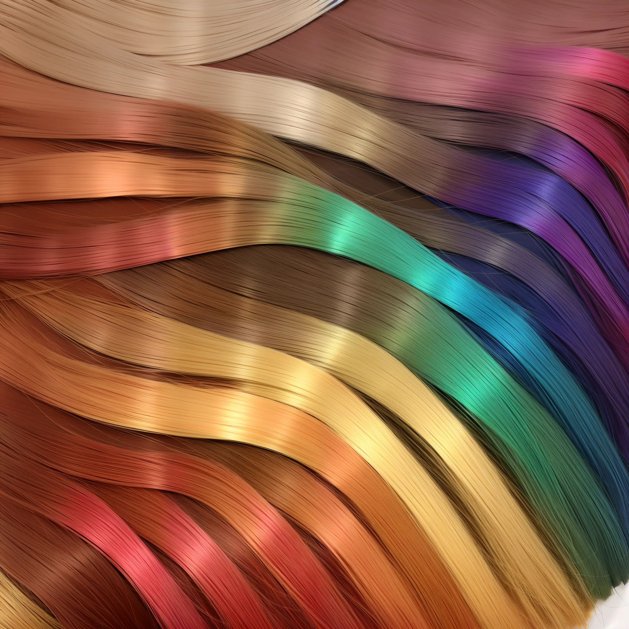 hair color palette, colored strands, rainbow colors, many shades, (mastery), (quality), (stable diffusion algorithm), (very detailed image), (dynamic angle)