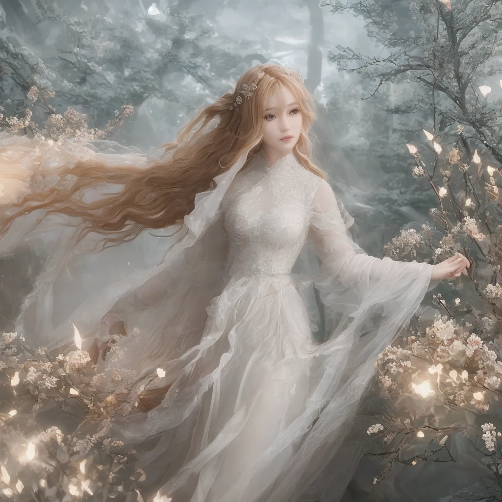 [(extremely detailed CG unity 8k wallpaper, masterpiece, best quality, ultra-detailed), (best illumination, an extremely delicate and beautiful), floating, elegant and refined high fashion style, (1 beautiful woman), (red hair:1.2+blonde hair+black hair:0.95), delicate makeup, stylish attire, magnificent background scenery]:0.5