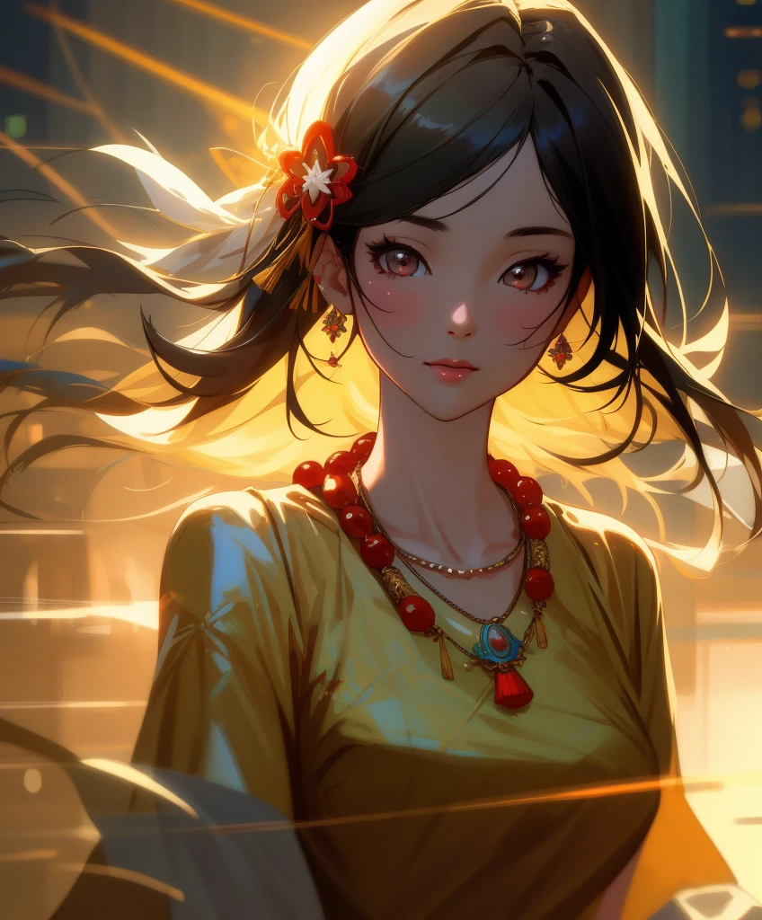 best quality, masterpiece, highres, 1girl,china dress,hair ornament,necklace, jewelry,Beautiful face,upon_body, tyndall effect,photorealistic, dark studio, rim lighting, two tone lighting,(high detailed skin:1.2), 8k uhd, dslr, soft lighting, high quality, volumetric lighting, candid, Photograph, high resolution, 4k, 8k, Bokeh,