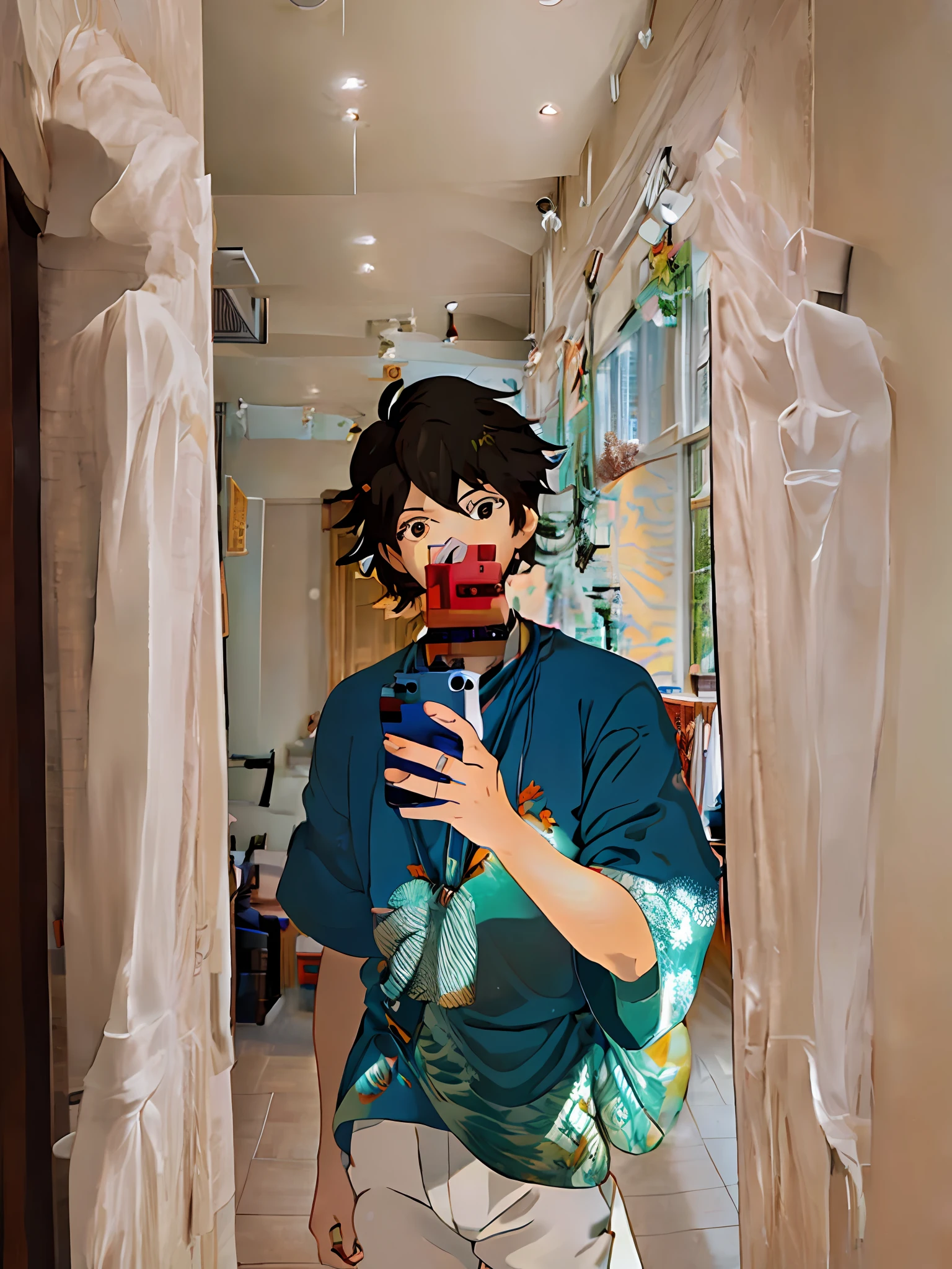 ((masterpiece)), ((best quality)), 8k, high detailed, ultra-detailed, A boy taking a selfie, 1 boy, self-portrait, avatar, anime style in Kyoto Animation's art style