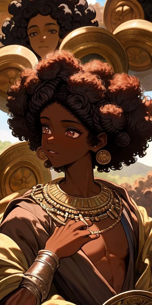 1 photo, (SevenWonders:1), black skin, afro, renaissance style
