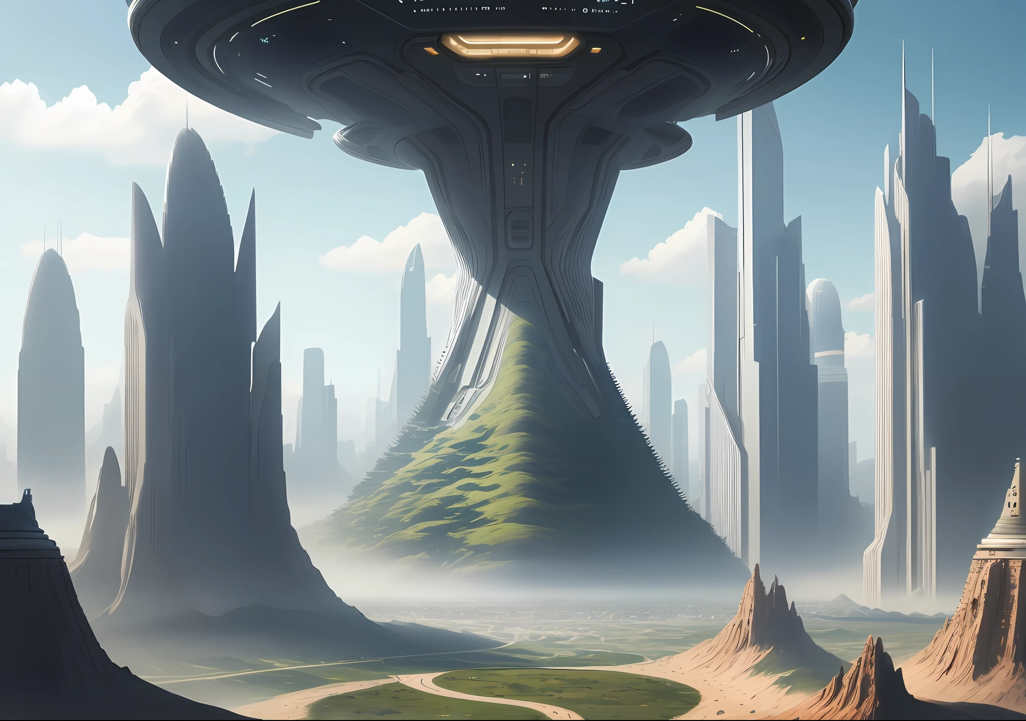 futuristic super realistic city of another alien planet