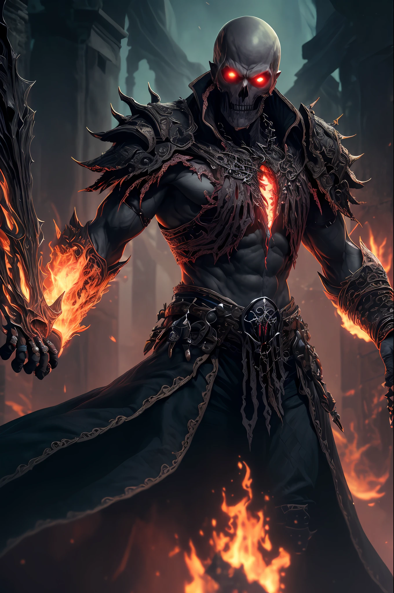(extremely detailed 8k wallpaper),a medium shot photo of a fearful necromancer, intricate, high detail, dramatic
