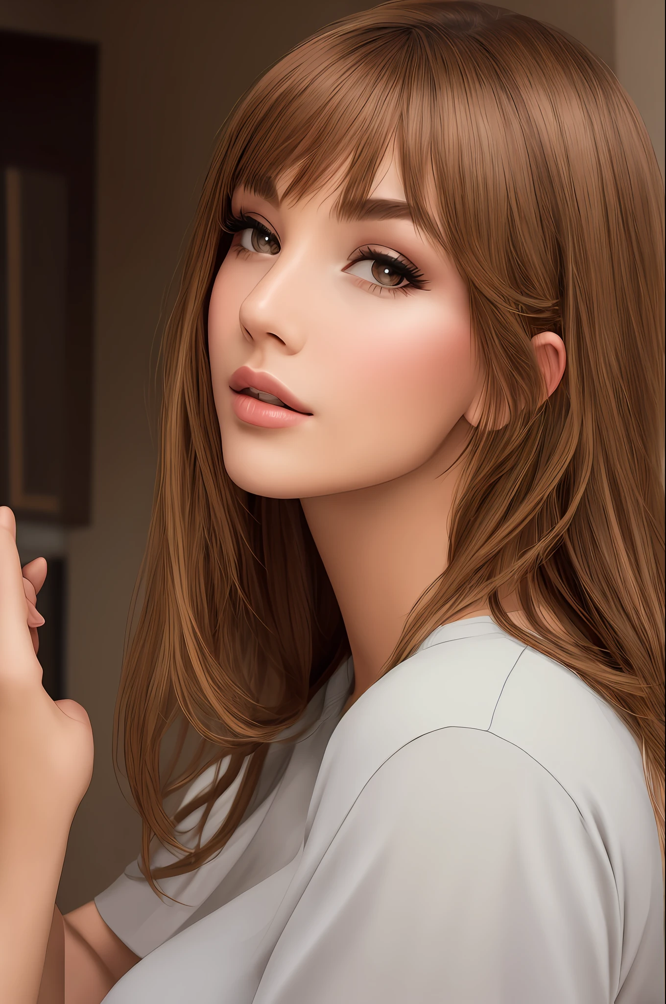 a beautiful woman in the room