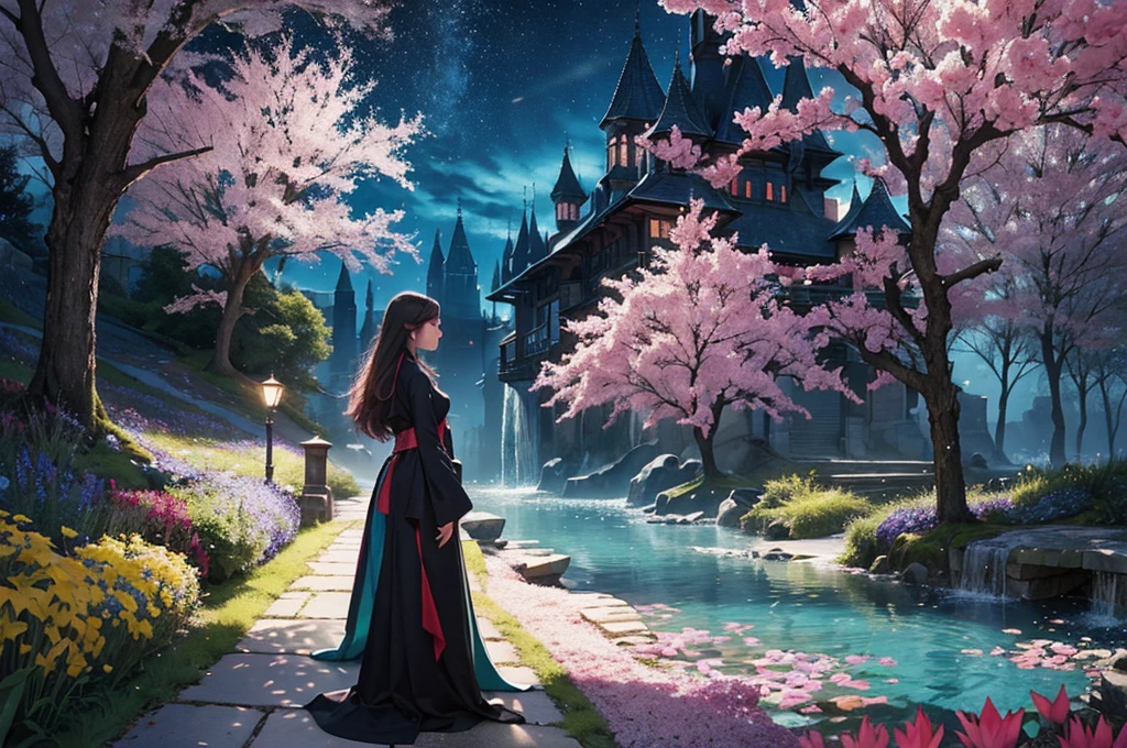 vivid illumination, enchanting elegance, atmospheric depth, masterful technique, naturalistic representations, harmonious composition, creative refinement, striking juxtapositions,evocative hues, captivating coloration, dramatic lighting,
1girl,solo,
research station,
outdoor,
Spirituality,
garden, blossoms, peaceful,