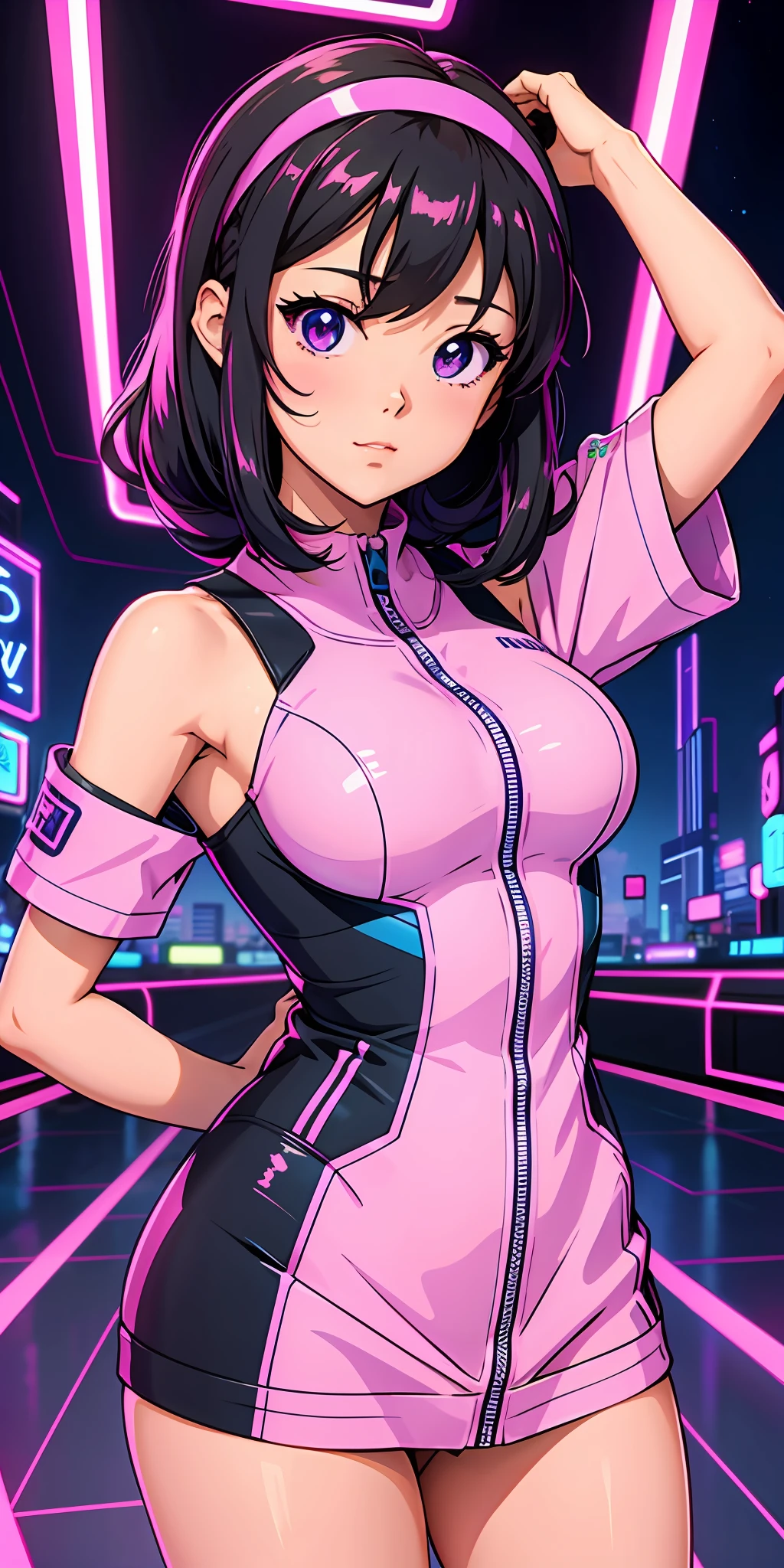 cute synthwave anime girl