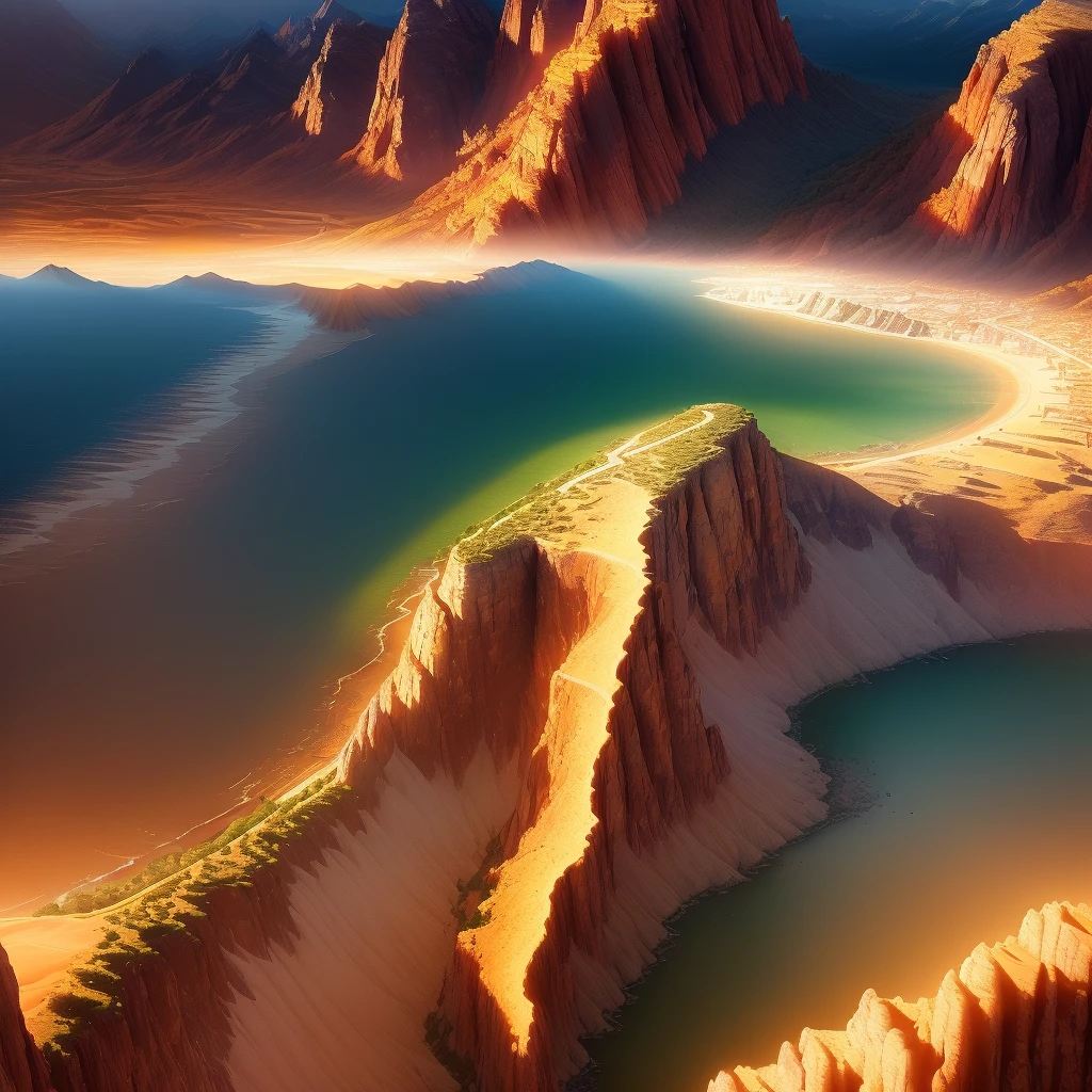 ((Best quality)),(ultra-detailed),(Seven Wonders:1),(golden hour),(vibrant color),(dramatic shadow),(wide shot), (sunset), (magical), (warm and glowing), (breathtaking view)