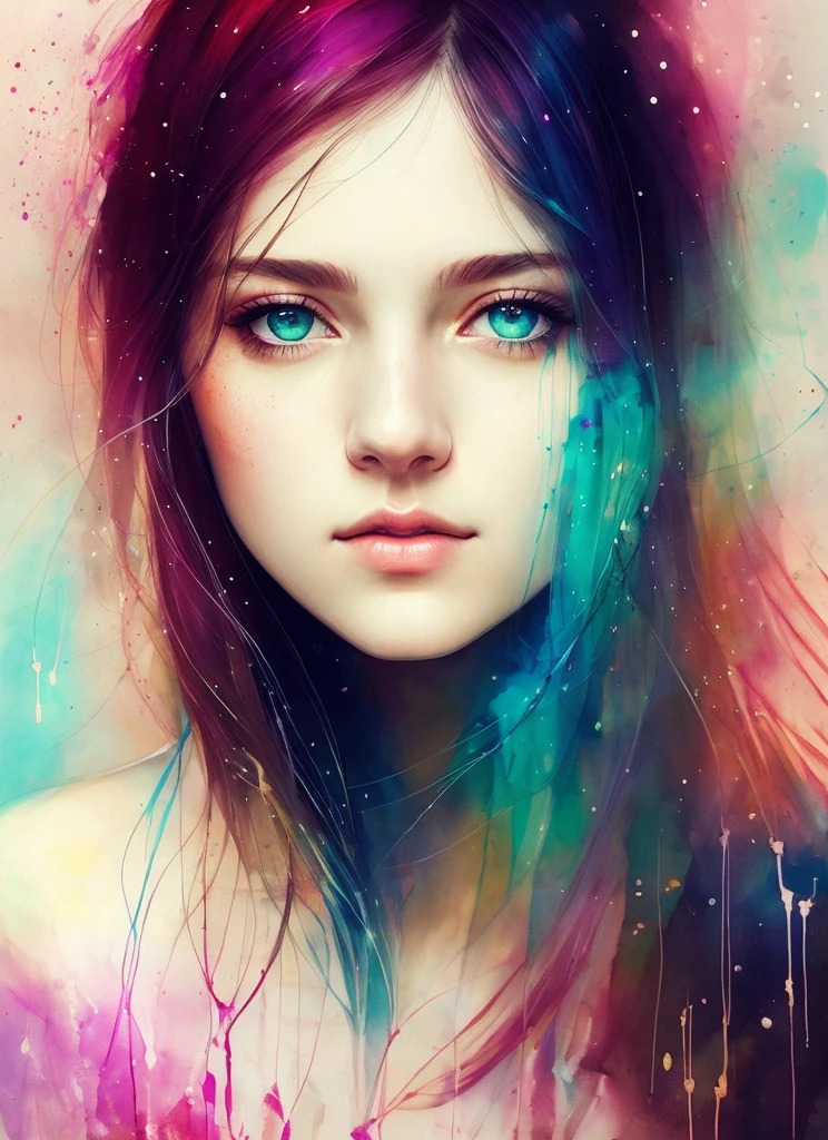 a woman by agnes cecile, luminous design, pastel colours, ink drips, autumn lights