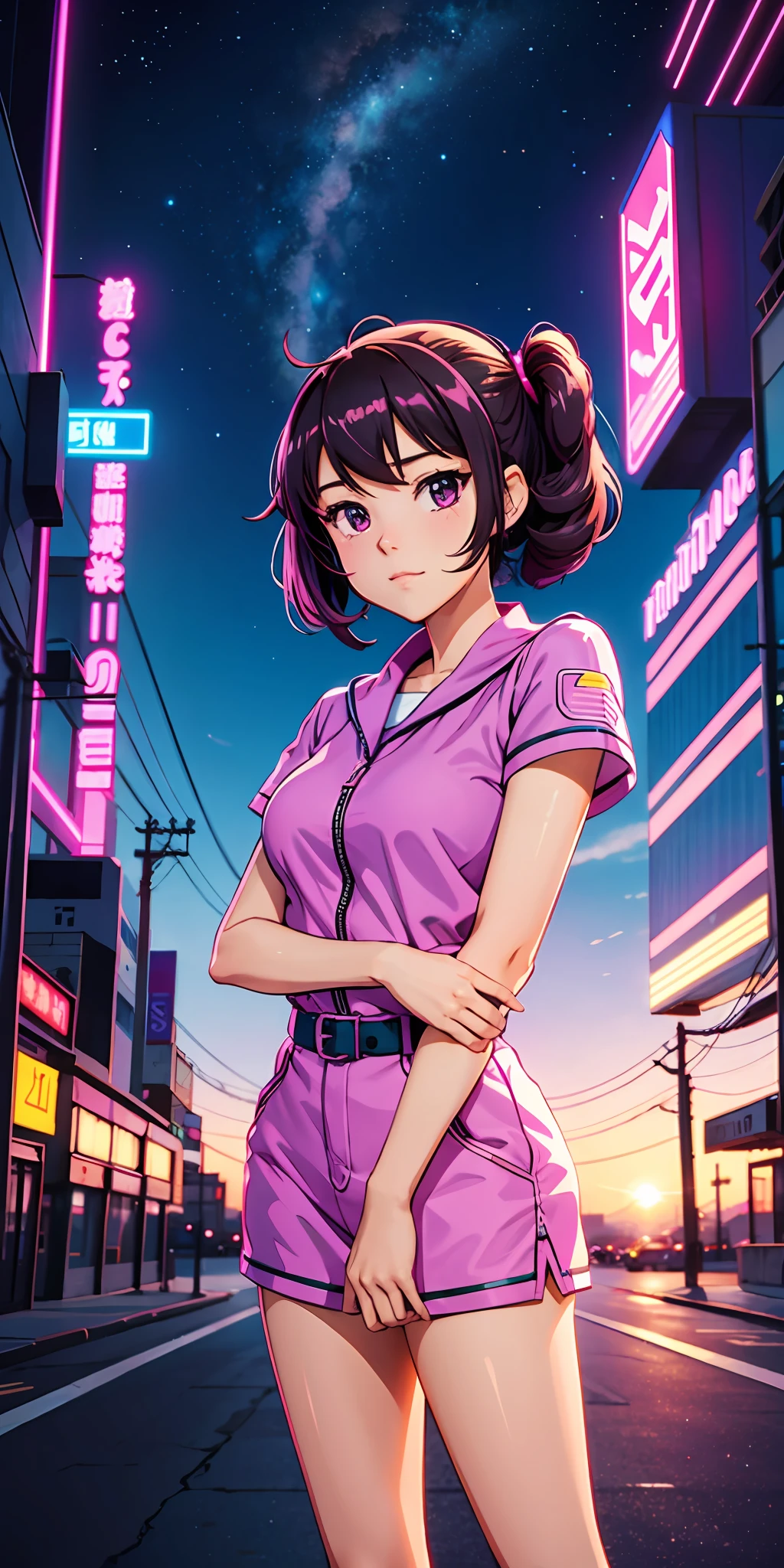 cute synthwave anime girl
