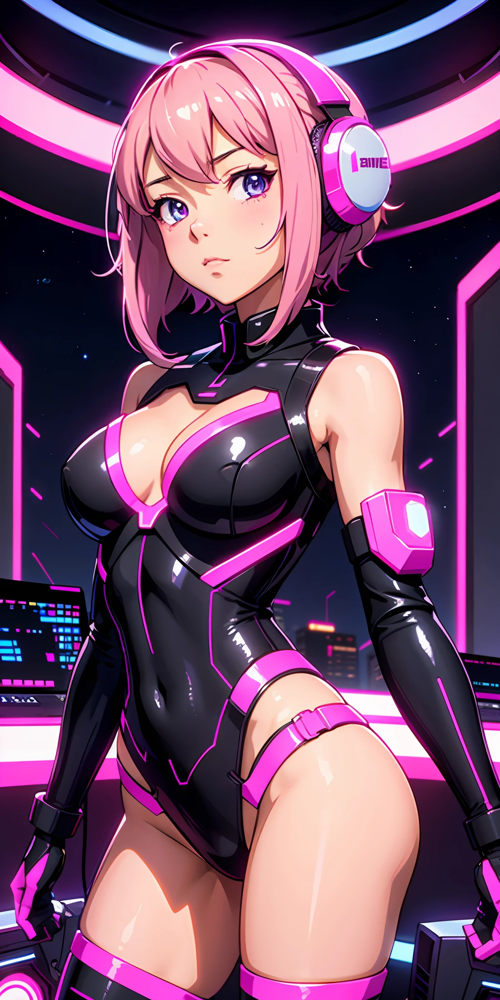 cute synthwave anime girl