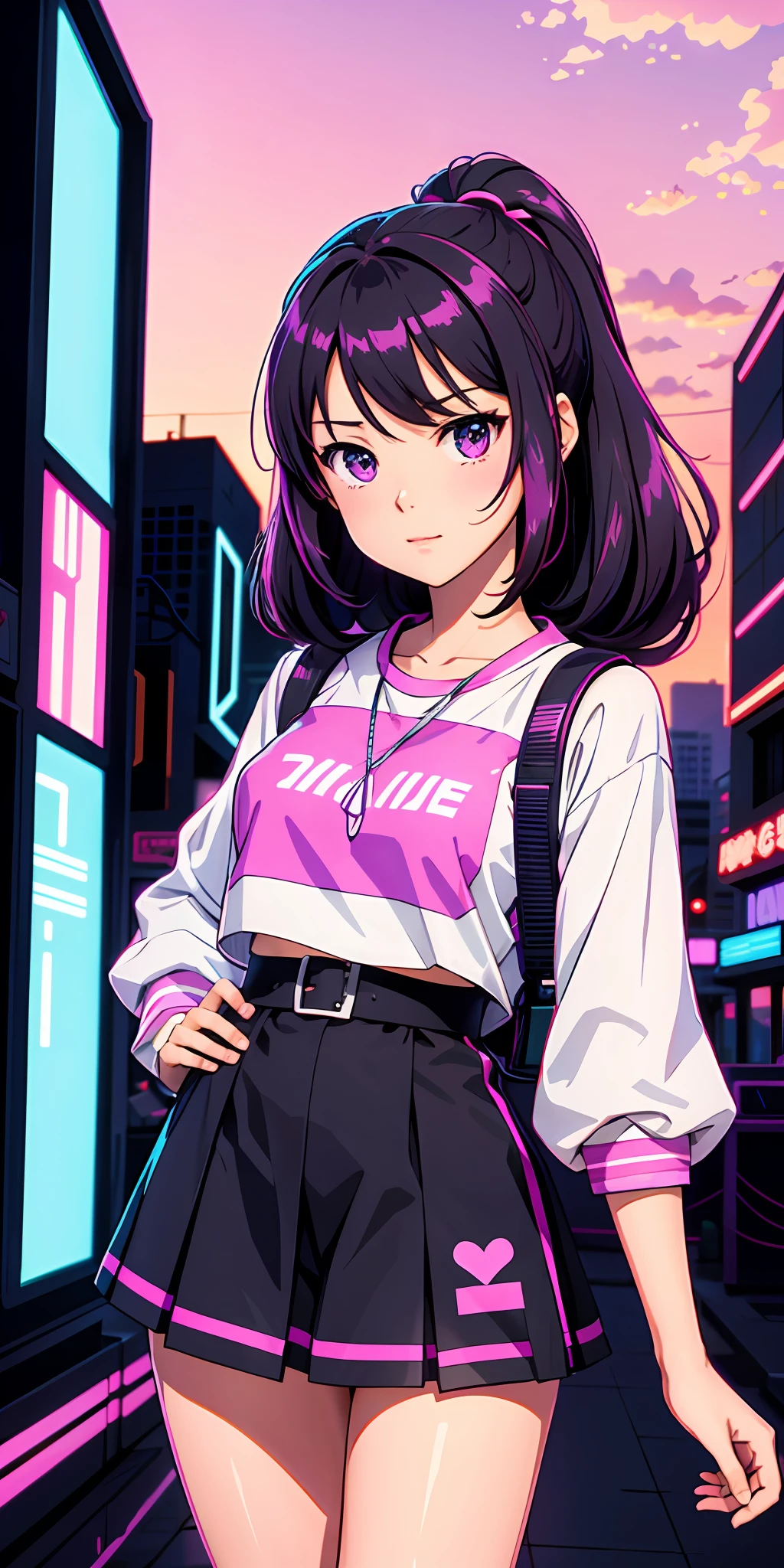 cute synthwave anime girl