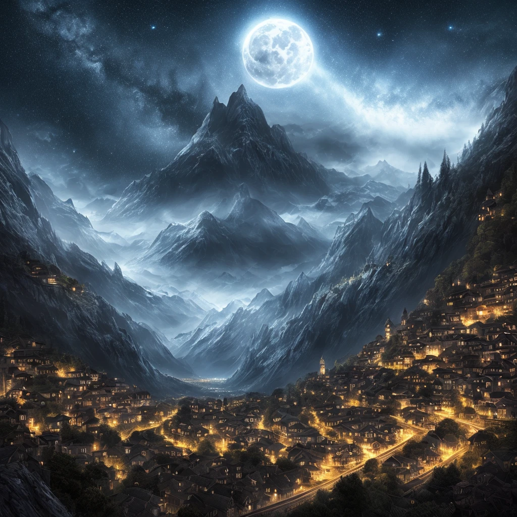 (detailed description) (Best quality) Dark night landscape