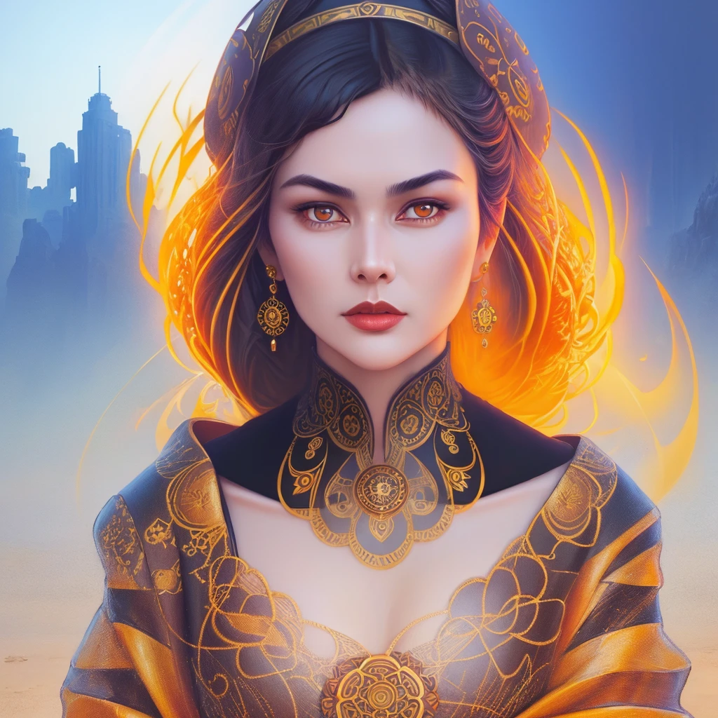 Portrait of exotic beautiful Caucasian woman wearing fashionable clothes on a beach, perfect detailed face, detailed symmetrical brown eyes with circular iris, highly detailed perfect full body, stunning realistic photography, lifelike, 3d rendering, octane rendering, intricately detailed, cinematic , trending on artstation, isometric, centered hyperrealistic cover photo, awesome colors, hand drawn, dark, gritty, mucha, klimt, erte 12k, high definition, cinematic, neoprene, behance contest winner, featured portrait on unsplash, art digital stylized, smooth, ultra high definition, 8k, unreal engine 5, ultra sharp focus, intricate artwork, menacing, epic, TanvirTamim, trending on artstation, by artgerm, hr giger and beksinski, highly detailed, vibrant