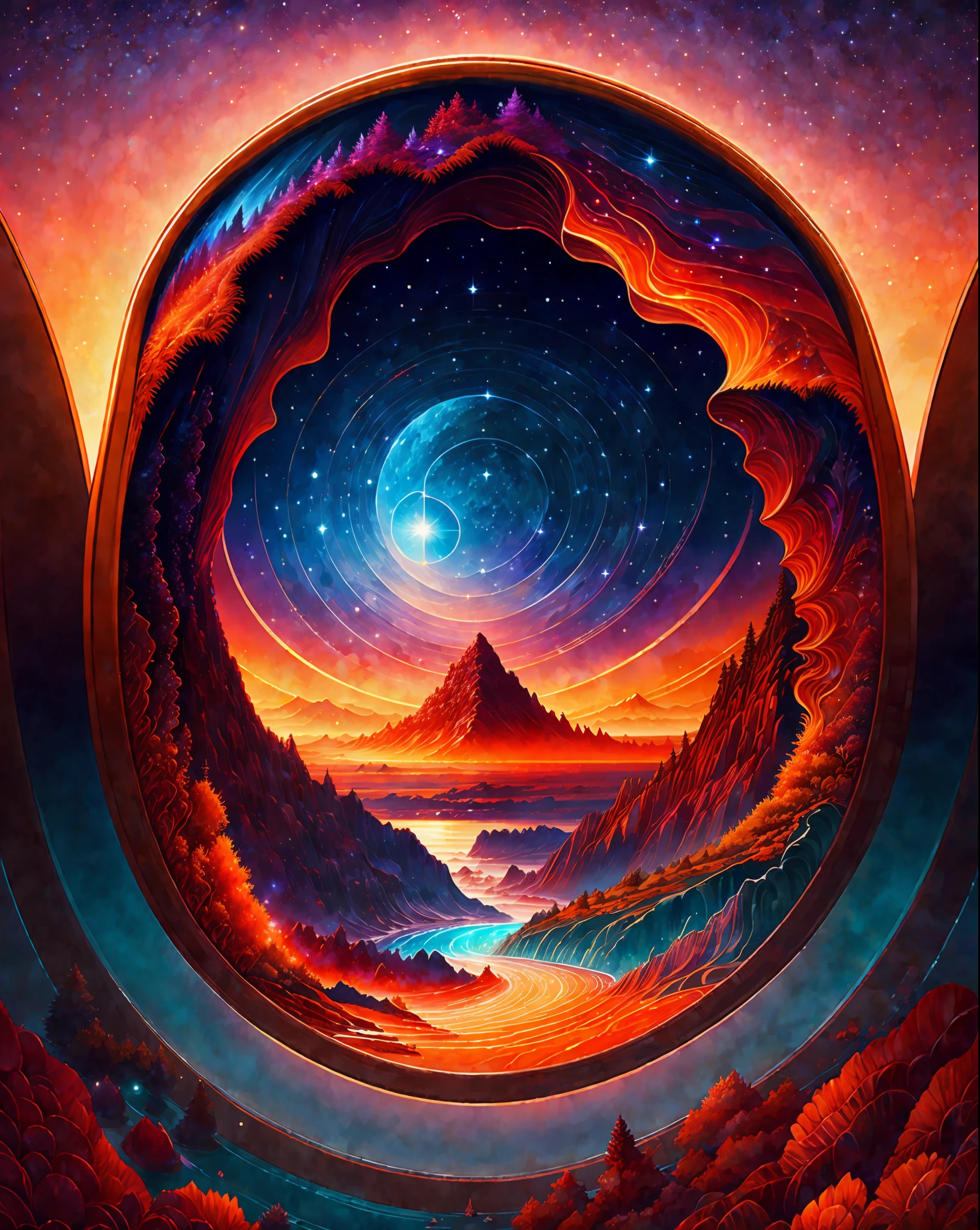 A beautiful earth filled with water and lava, intricate, masterpiece, expert, insanely detailed, 4k, composition, framing, centered, symmetry, painted, intricate, volumetric lighting, beautiful, rich deep colors masterpiece, sharp focus, ultra detailed, in the style of dan mumford and marc simonetti, astrophotography