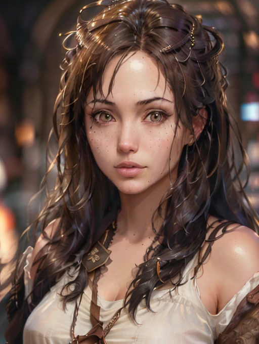A Highly Detailed Portrait of a Brunette 1girl, Backlight, Masterpiece, Best Quality, Tone Mapped, Highly Detailed, Artstation, Concept Art, Soft, Sharp Focus, Dramatic Lighting, Highly Detailed Artwork, Cinematic, Trending on Artstation, 8K, amazing shadows, (highly detailed background: 1.0)