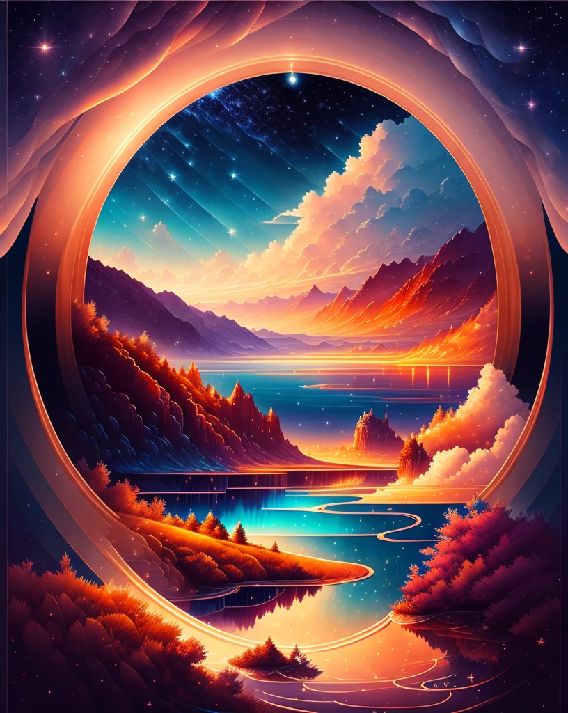 A beautiful land full of water and and clouds, astrophotography, masterpiece, expert, insanely detailed, 4k, composition, painted, intricate, volumetric lighting, beautiful, rich deep color masterpiece, sharp focus, ultra detailed, in the style of marc simonetti, astrophotography, vector, print