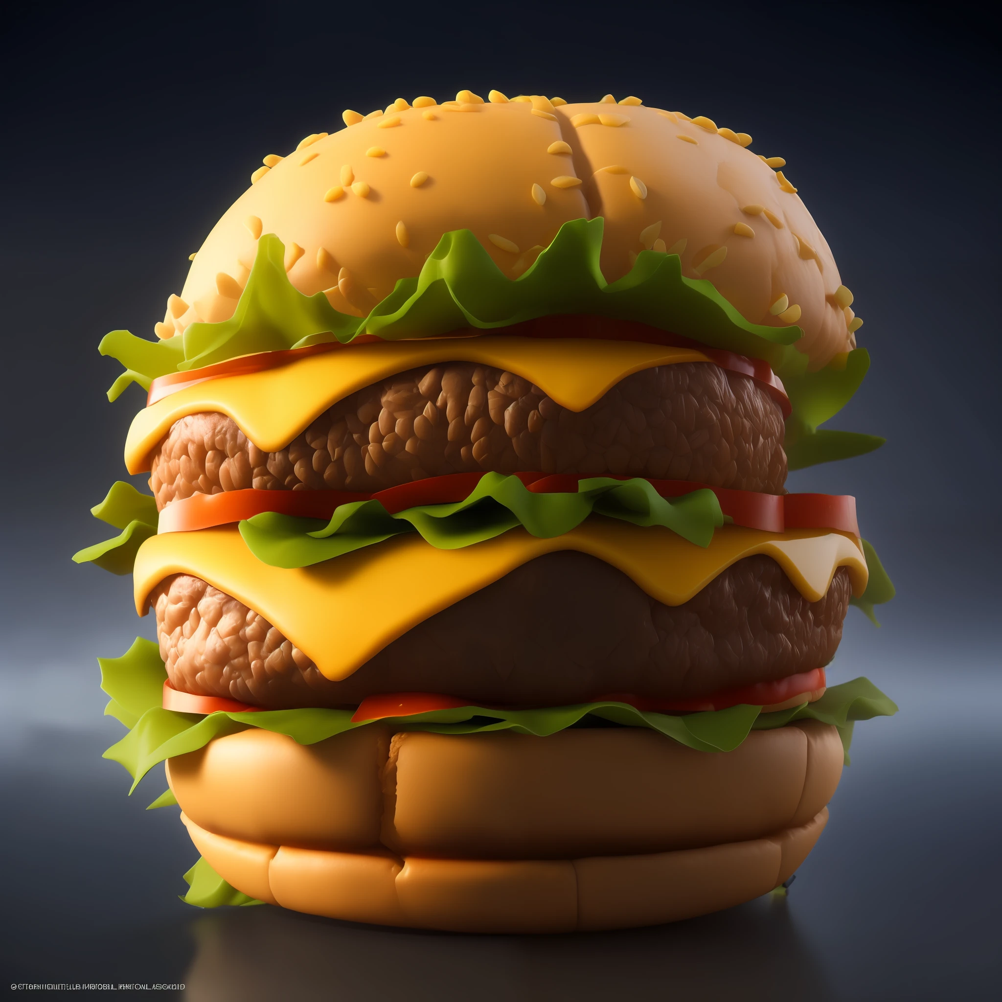 ((best quality)) (detailed)(juicy cheeseburger, vibrant and appetizing colors, mouth-watering details: 1.8) against dark background, professional color grading, centered, window lighting, sharp focus, advertising, octane, unreal, high resolution food photography, masterpiece, ultra detailed, highly detailed, high definition, perfect composition, intricate, cute and beautiful, award winning photography, sharp details, high resolution, all in pixar style, (high resolution and sharp :1.4)