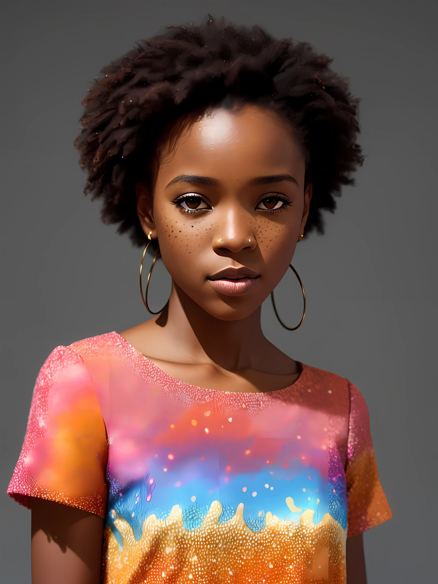 african woman, short dress, posing, ultradetailed, HD, 8K, highlights, good lighting, ((art by Emmanuelle Moureaux and (Wangechi Mutu:1.1))), , small freckles, nostalgia, high detail professional photography, detailed skin, textured skin, skin pores, skin details, ((detailed pupils)), high details, photorealistic, sharp focus, nikon d7500 24mm, f/1.4, ISO 100, 1/1600s, UHD 64k, RAW, unedited photo , depth of field, bokeh , dramatic