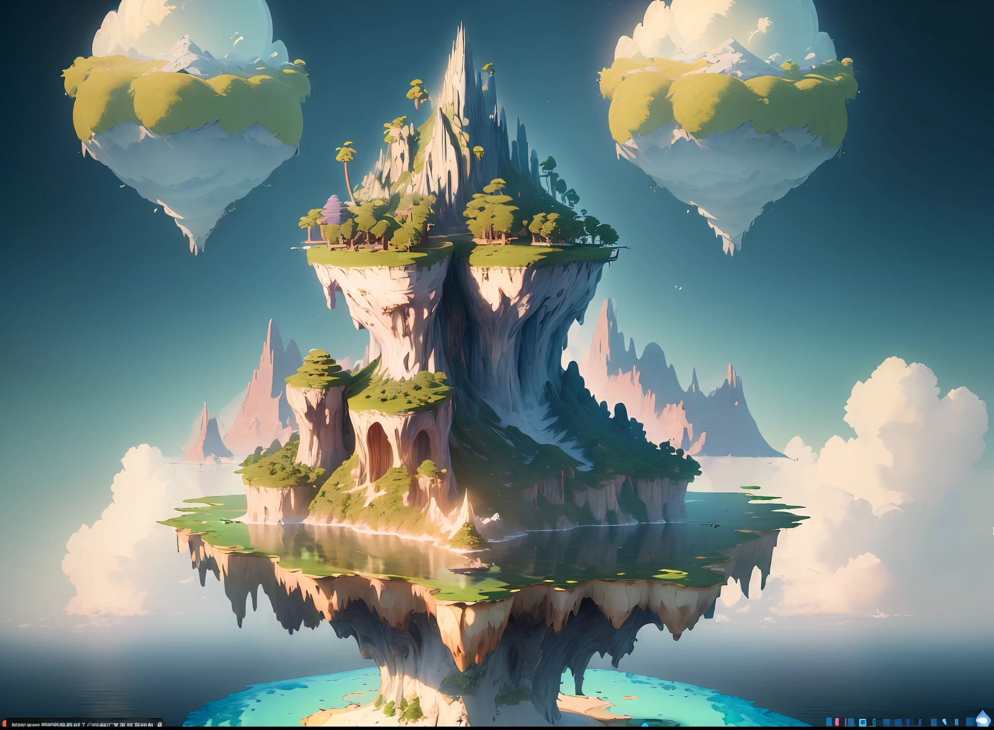 (((Masterpiece))), best quality, ultra-detailed CG unity 8k wallpaper floating islands