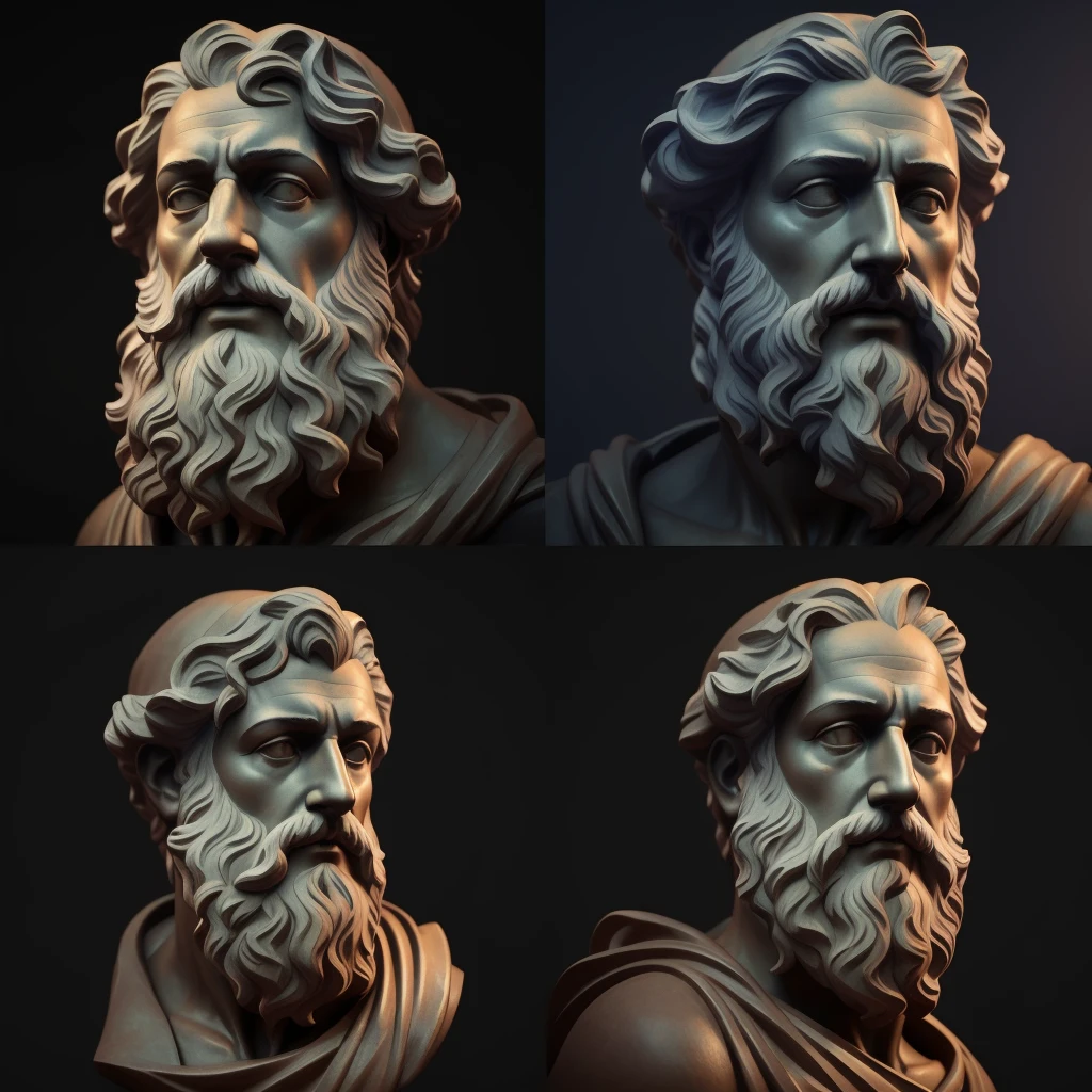 a close-up of a group of statues of different sizes and colors, cinematic portrait of the bust, detailed digital 3d art, 8k bernini realistic sculpture, zbrush art, renaissance digital painting, art station masterpiece, greek myth digital painting , trending in zbrush, retopology, painted in zbrush, highly detailed digital art, 3d artist for hire create an image bringing it to reality
