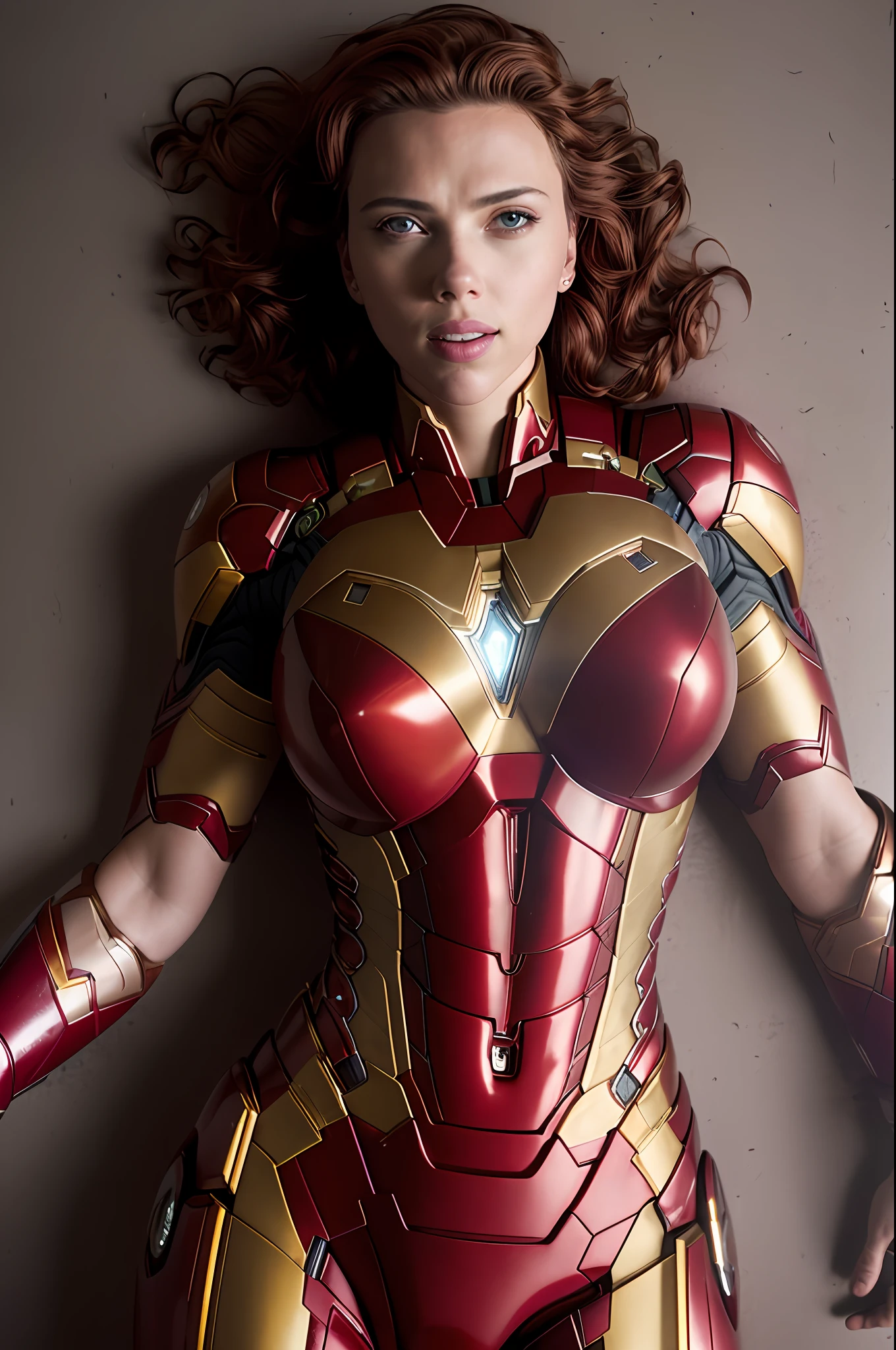 sexy Scarlett Johansson woman in Iron Man suit, Night, soft lighting, dynamic angle, realistic lighting, smiling, happy, Wonder Woman movie scene background, photo by Brooke DiDonato, (natural skin texture, hyperrealism, soft light, sharp :1.2), (intricate details:1.12), hdr masterpiece, best quality, (highly detailed photo:1.1), 8k, photorealistic, (SFW),