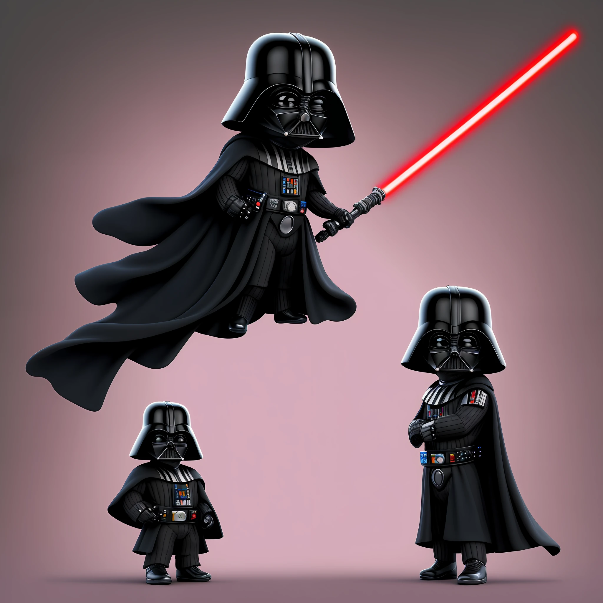 Darth vader, personagem, fofo, pequeno, bonito, Devian Art, Trending Artstation, Digital Art, Detailed, Cute, Realistic, Humanoid, Character, Minúsculo, Cinematic Sho, Cinematic Lights