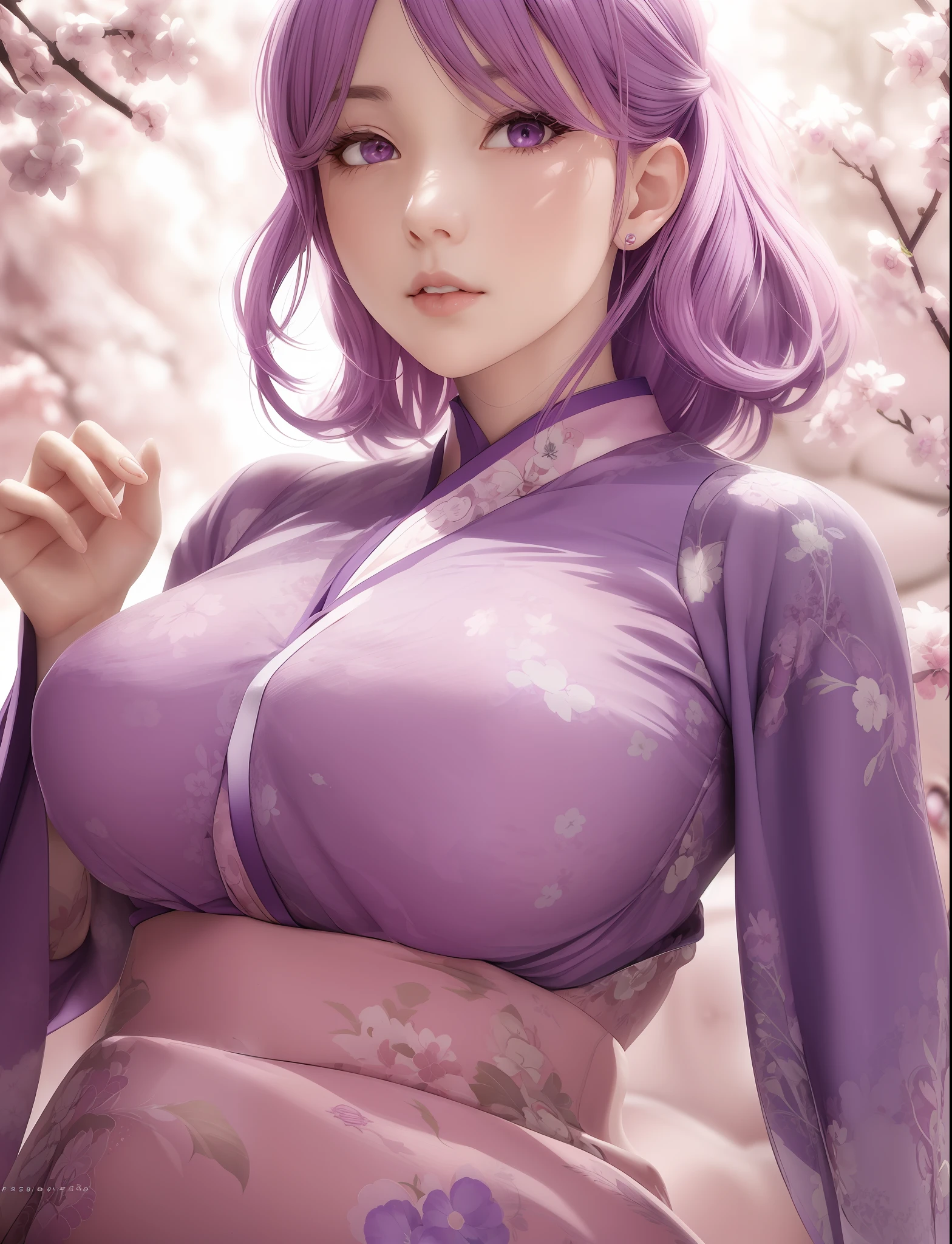 a woman with purple hair and a pink dress is posing, seductive anime girl, beautiful alluring anime woman, beautiful anime woman, beautiful anime girl, japanese goddess, detailed digital anime art, [ 4 k digital art ]!!, guweiz, 8k high quality detailed art, 中 元 节, extremely detailed artgerm, anime goddess