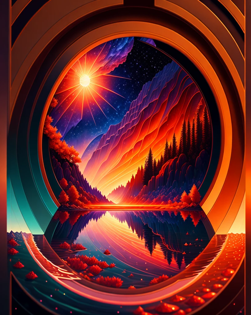 A beautiful earth filled with water and lava, intricate, masterpiece, expert, insanely detailed, 4k, composition, framing, centered, symmetry, painted, intricate, volumetric lighting, beautiful, rich deep colors masterpiece, sharp focus, ultra detailed, in the style of dan mumford and marc simonetti, astrophotography