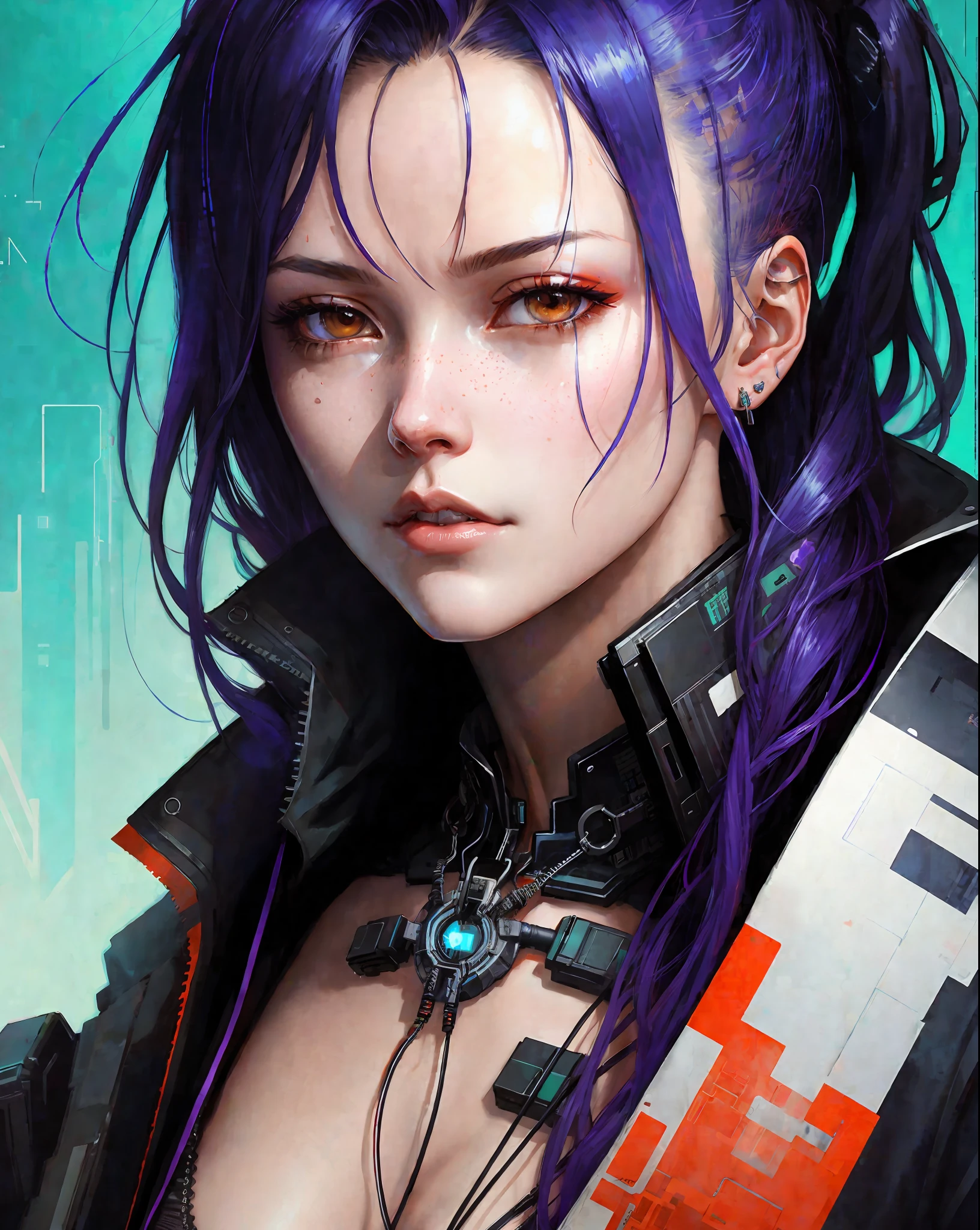 cyberpunk hacker, wires cybernetic implants, in the style of adrian ghenie esao andrews jenny saville surrealism dark art by james jean takato yamamoto and blii sienkiewicz, trending on artstation, sharp focus, studio photo, intricate details, highly detailed, by greg rutkowski