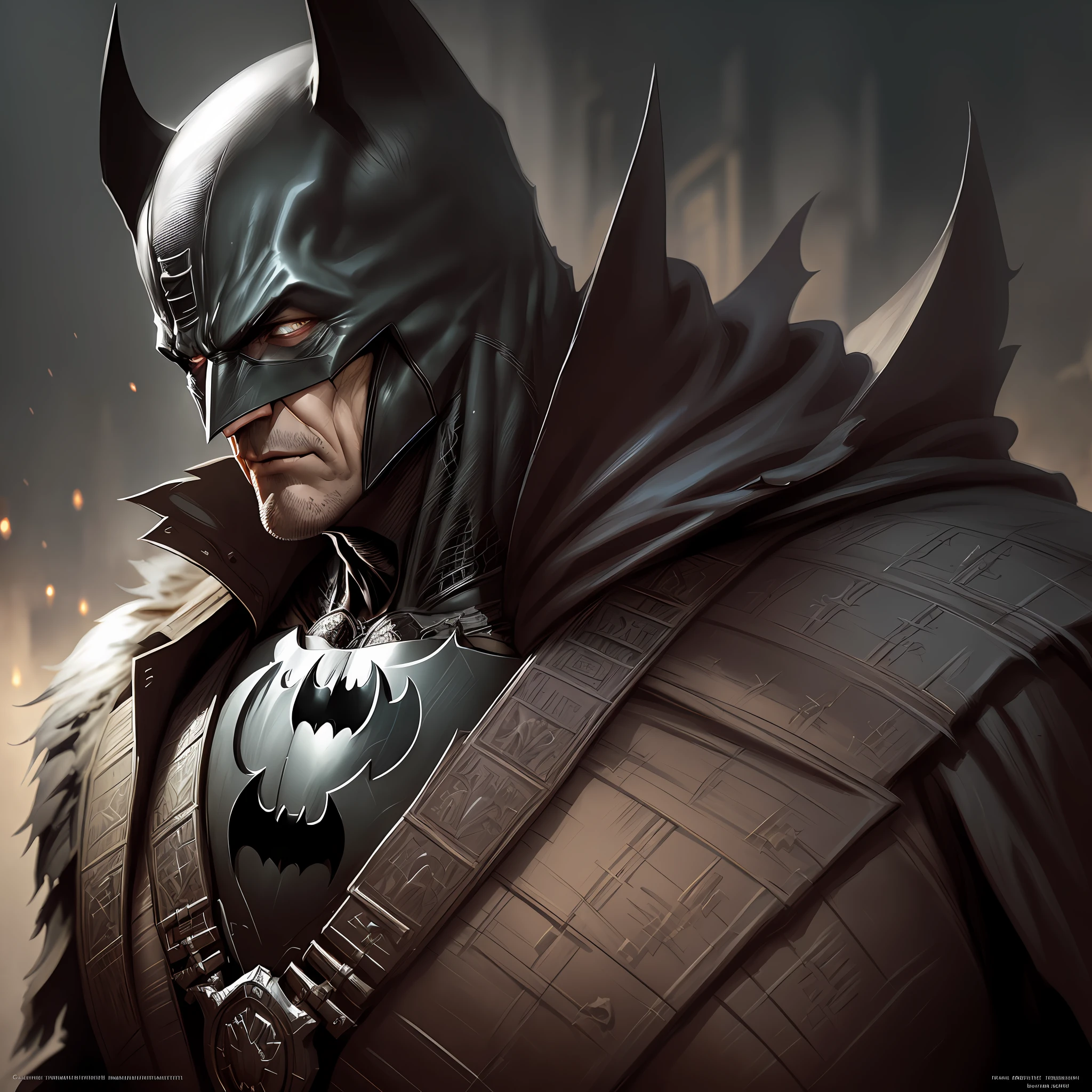 Grim batman, fantasy character portrait, ultra realistic, concept art, intricate details, highly detailed by greg rutkowski, gaston bussiere, craig mullins, simon bisley