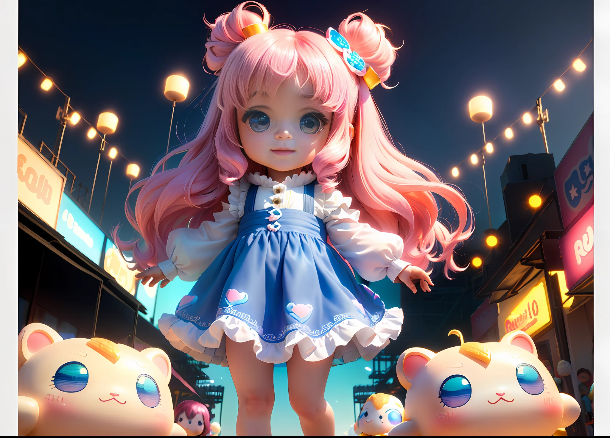 (A full-body 3D picture of a super cute girl), front view, side view, back view, good-looking eyes, big eyes, amusement park, ice cream, girl, cute, happy, c4d, (pop Matt Blind Box), glowing bubbles bubble, toy, solid color background, chibi, fluorescent translucent, luminous body, long hair, colorful watery eyes, luxury, intricate details, 3d render, blender, OC renderer, foll body reference sheet, dribble, high details, 8k , studio lighting, loli, petite, child, infant, toddlers, chibi, sd character:1.1)