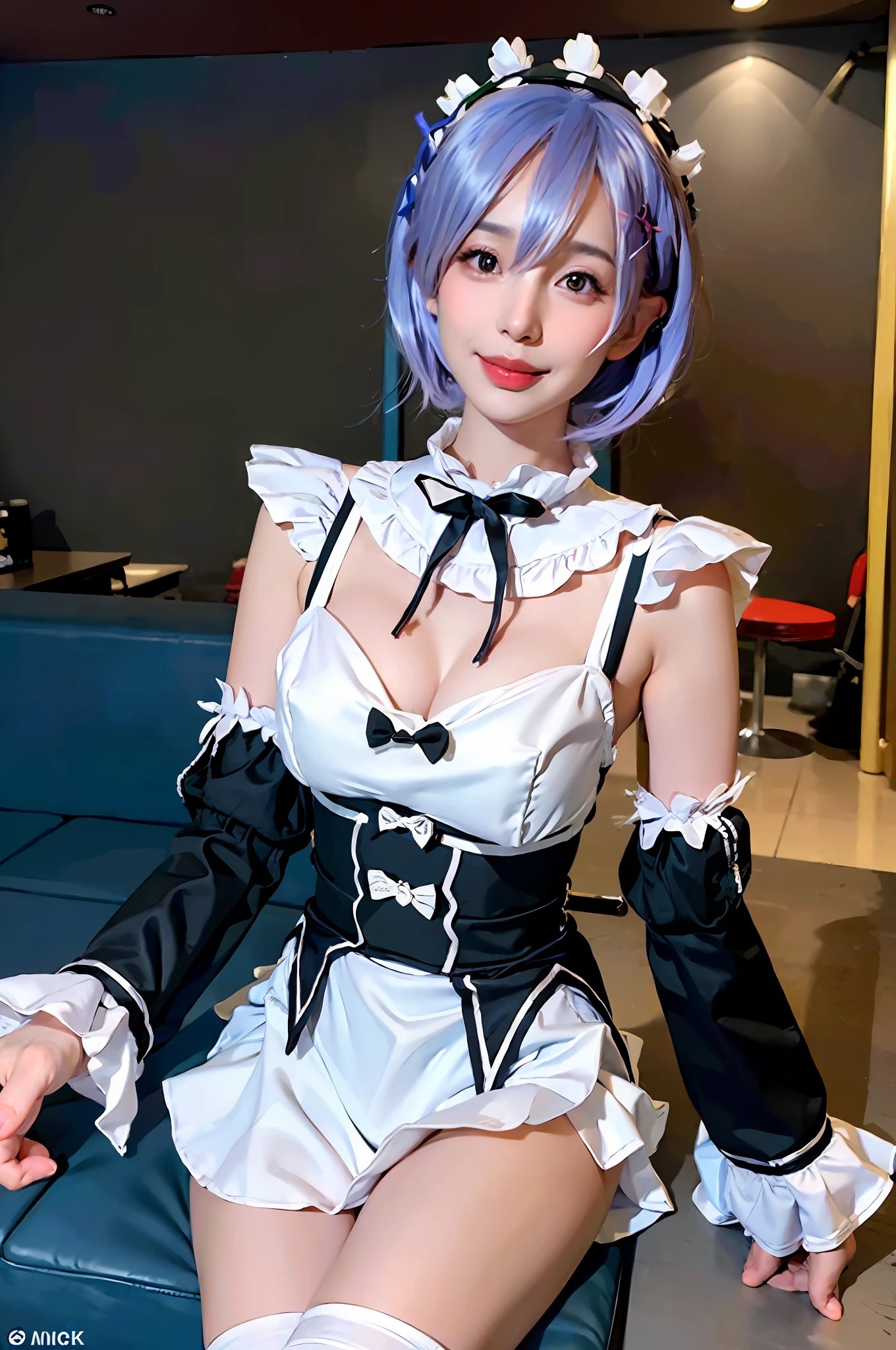 (highly detailed CG unity 8k wallpaper), (masterpiece), (highest quality), (portrait), (best illustration), (best shadow), (realistic:1.4), 1girl on street, Kpop idol,sexy,school uniform, Swimsuit}, {temptation}, (Seiko, more than the crowd, more people), bunny girl, cafe, bewitching smile, selling, pictorial,