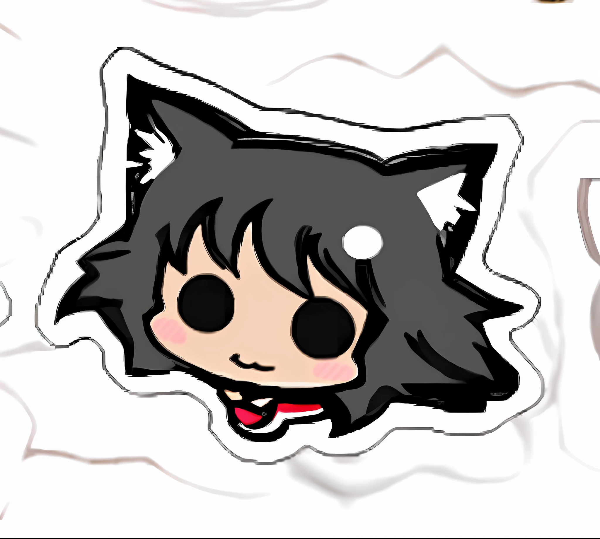cartoon cat head with black hair and black eyes on a white background, nekomimi, chibi, anime catgirl, neko, anime cat, , cute!! chibi!!! catgirl, cute anime face, neferpitou, catgirl, anime moe artstyle, cute anime catgirl, anime face, fubuki