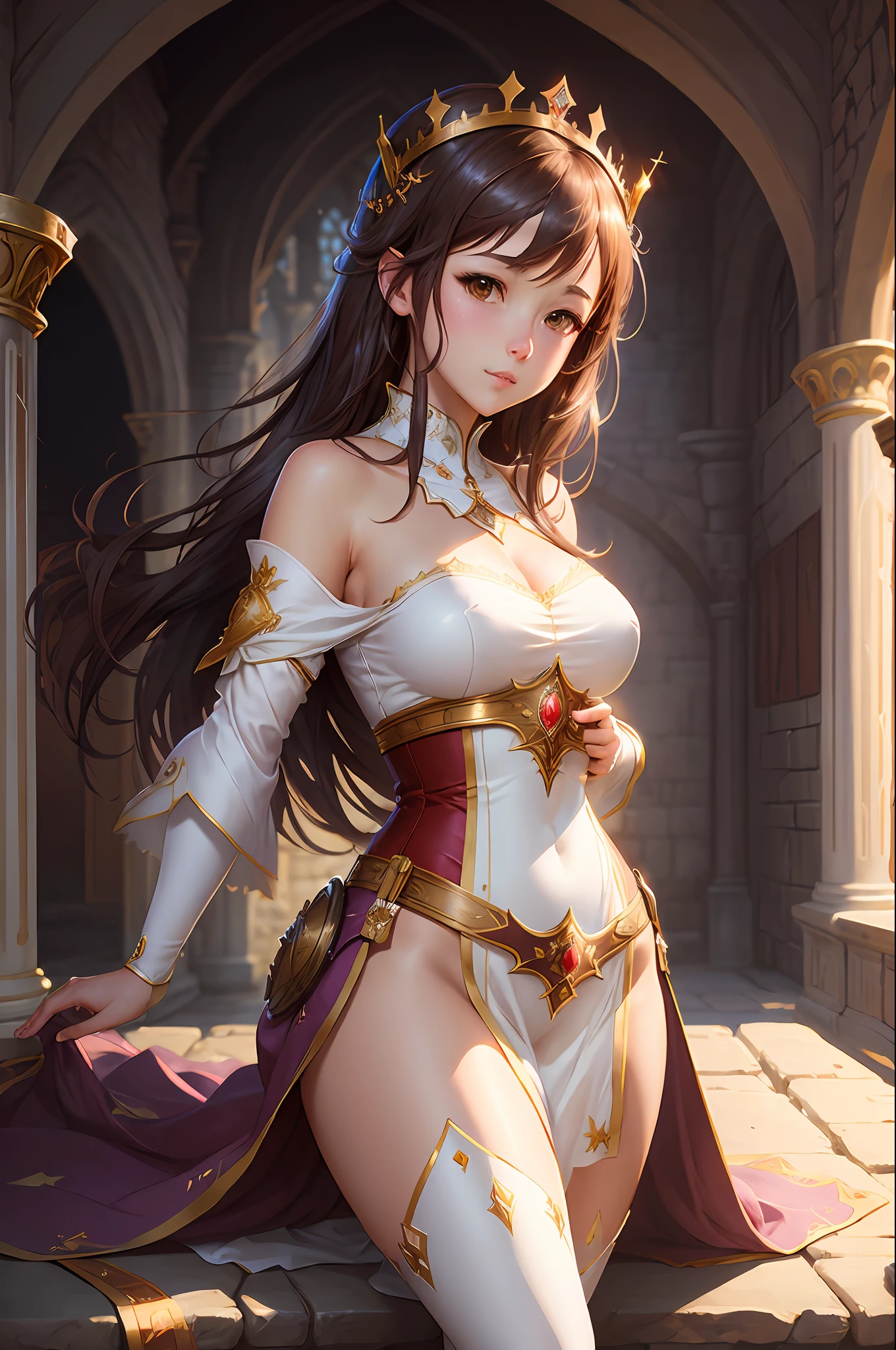 &quot;((Wlop style art)), best quality, perfect lighting, (delicate, beautiful, graceful princess in medieval castle):0.8.&quot;