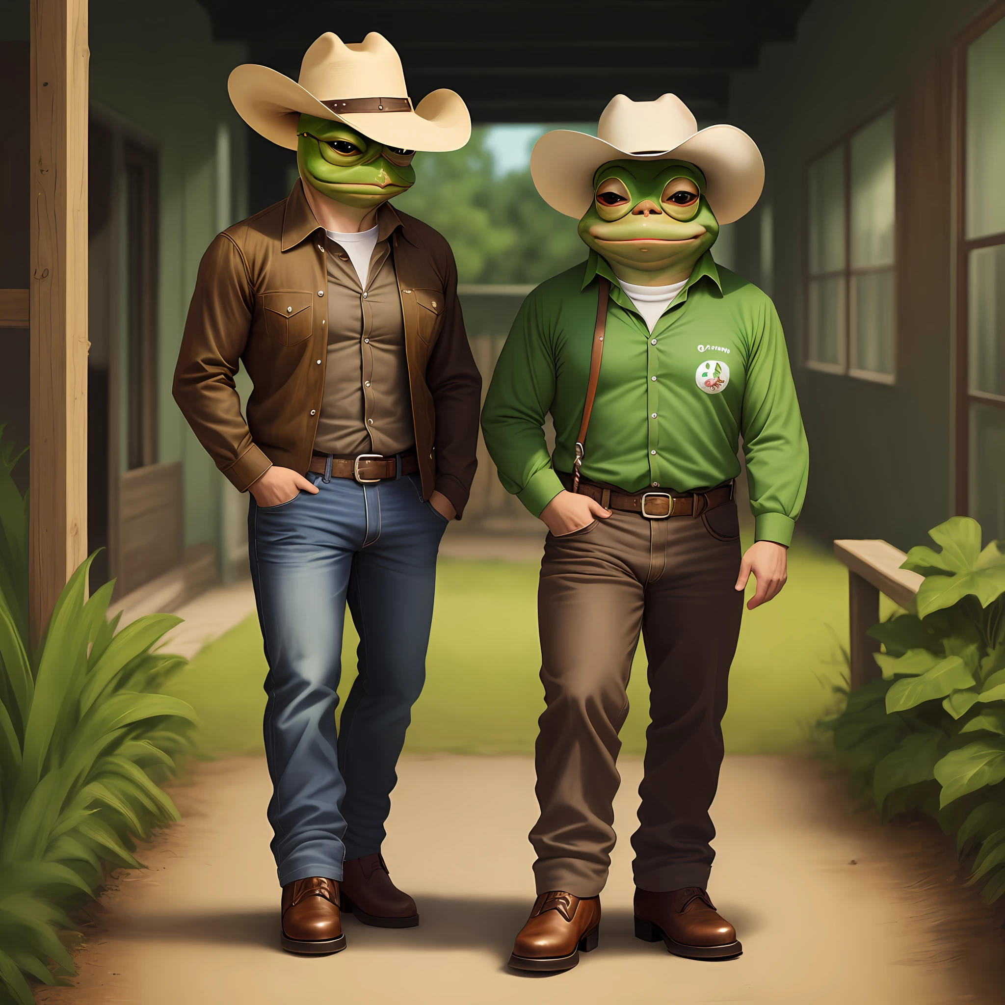 pepe the frog but he's a cowboy