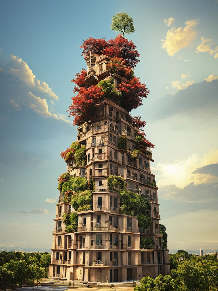 arafed image of a building with a tree on top of it, surrealistic roman architecture, surrealistic digital artwork, photo manipulation, surreal 3 d render, 3d render digital art, photo - manipulation, sylvain sarrailh and igor morski, beautiful digital artwork, creative photo manipulation, 3 d epic illustrations, surrealism 8k