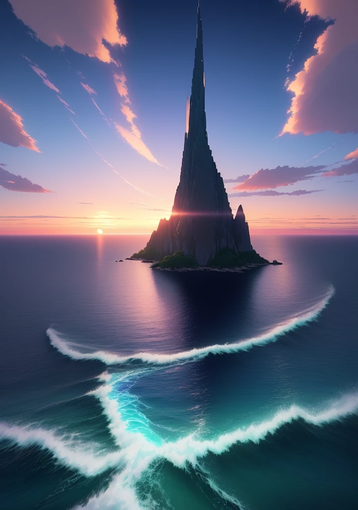 Swarms of fish swim towards the camera along the surface of the sea and between the sea, the sunset on the sea is brilliant, corals are everywhere under the sea, Makoto Shinkai&#39;s concept art, tumblr, magic realism, beautiful anime scenes, deep sea mysteries. by makoto shinkai, ( ( makoto shinkai ) ), anime background art, anime backgrounds, makoto shinkai&#39;s style, anime movie backgrounds, no humans.