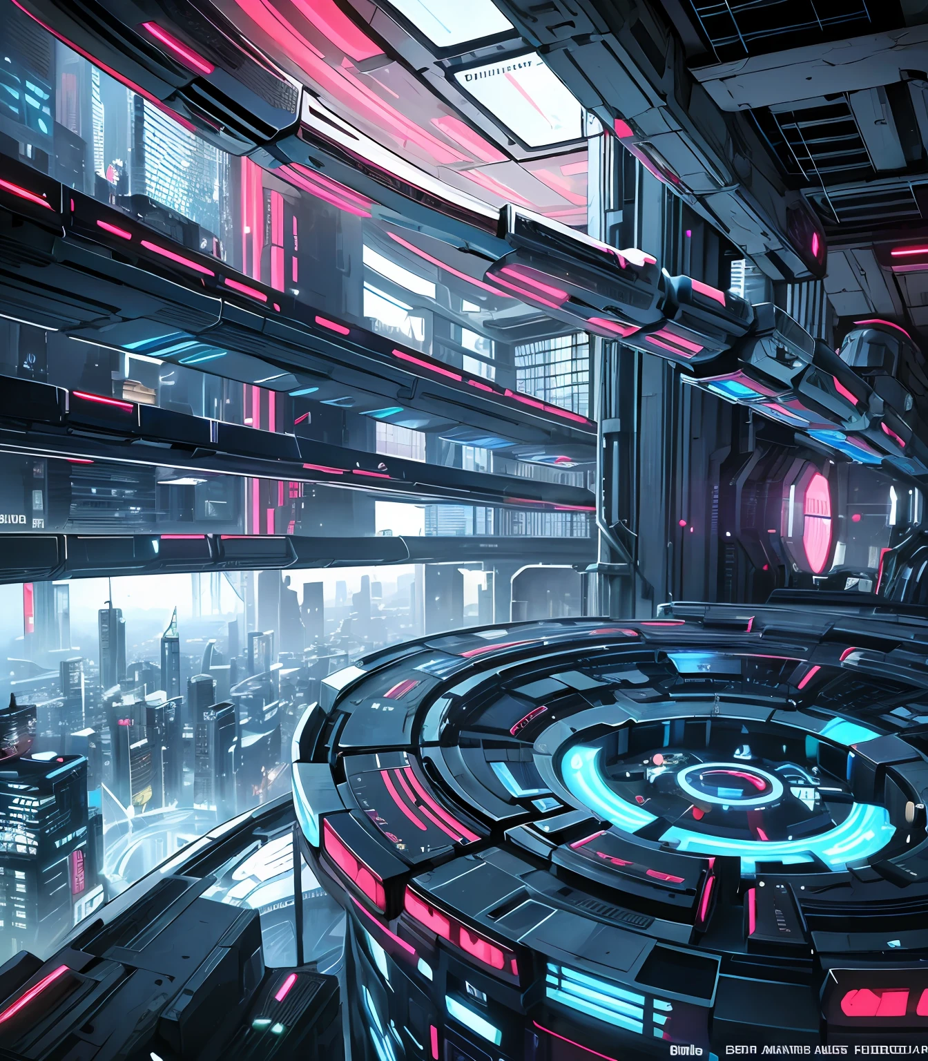 Futuristic Space Station, ((Cyborg)), (Irregular Architecture), Mechanics, (Cyberpunk), , Realistic Lighting, (Abyss) Masterpiece, High Quality, Beautiful Graphics, High Detail, --v6