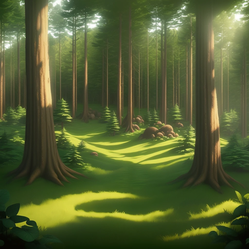 2d game scenery in cuphead style, forest, 360 degree panoramic mode.