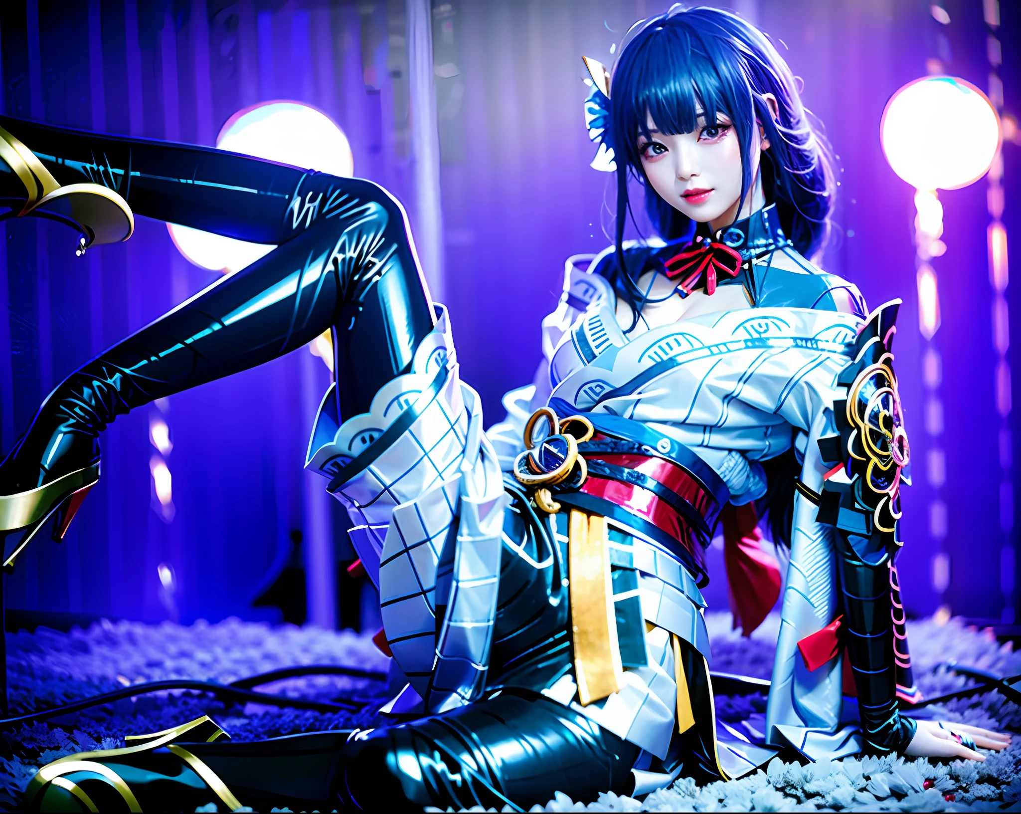 High-quality, clear photos, Korean women, beauty, beauty, beautiful girl, clothes latex texture, silver shape, seductive smile, sexy, sexuality, five senses, gorgeous, professional photographers take pictures, colorful lighting,