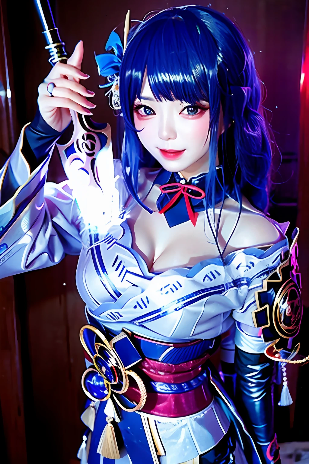 High-quality, clear photos, Korean women, beauty, beauty, beautiful girl, clothes latex texture, silver shape, seductive smile, sexy, sexuality, five senses, gorgeous, professional photographers take pictures, colorful lighting,