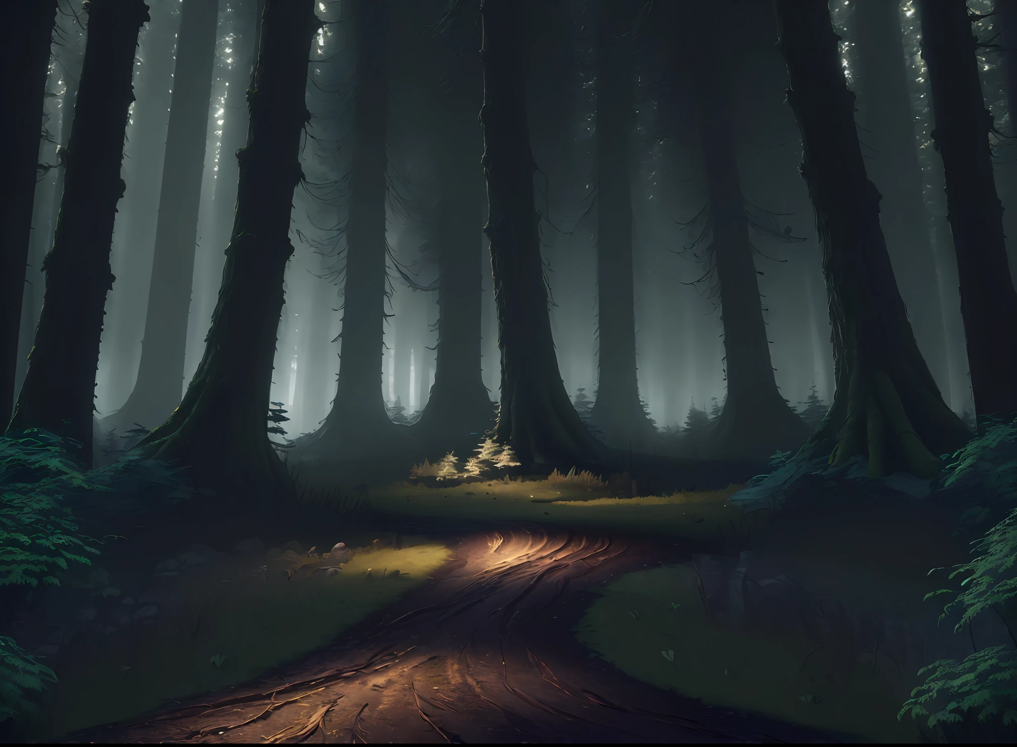 (((Masterpiece))), best quality, ultra-detailed CG unity 8k wallpaper dark forest