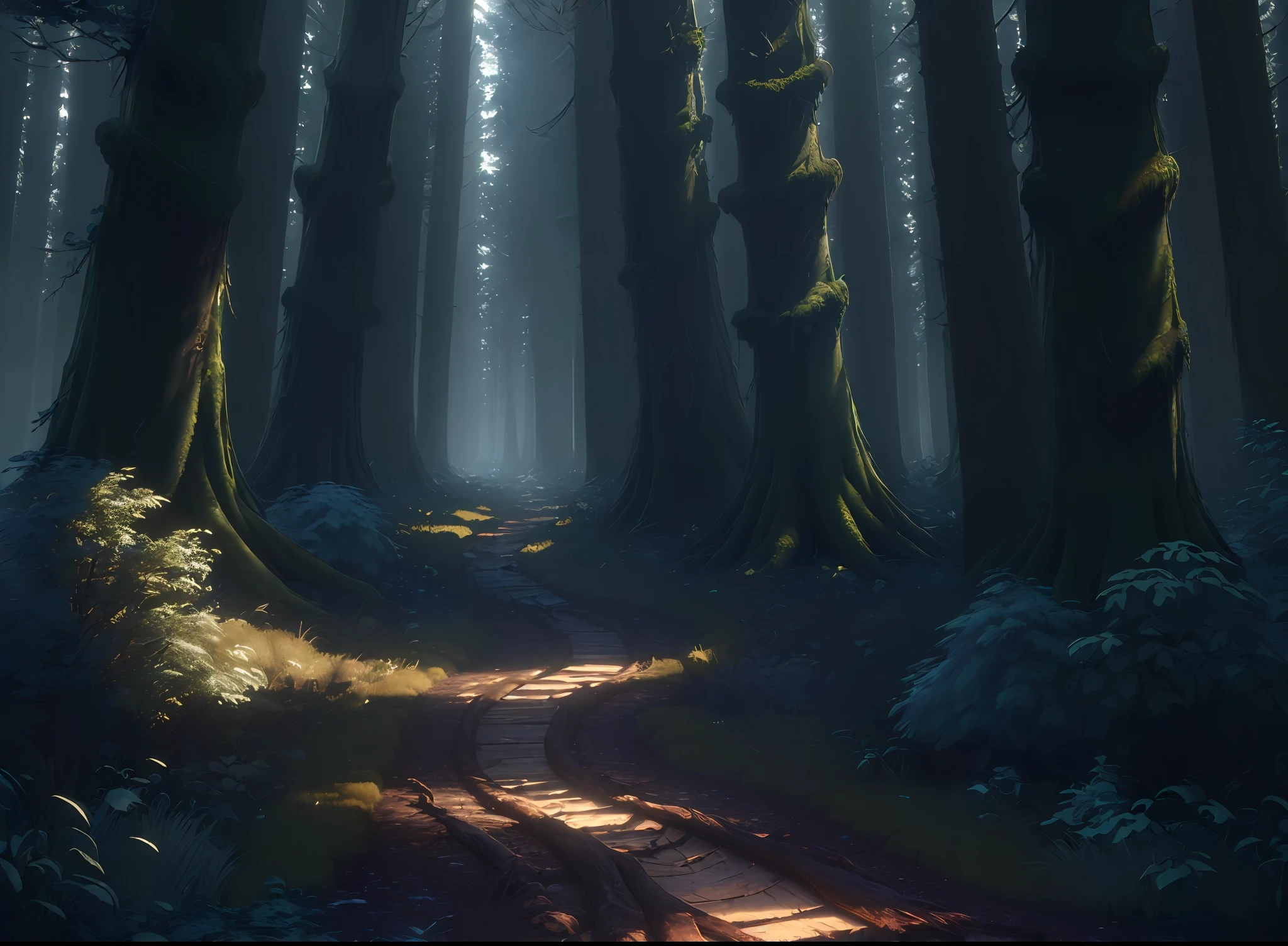 (((Masterpiece))), best quality, ultra-detailed CG unity 8k wallpaper dark forest