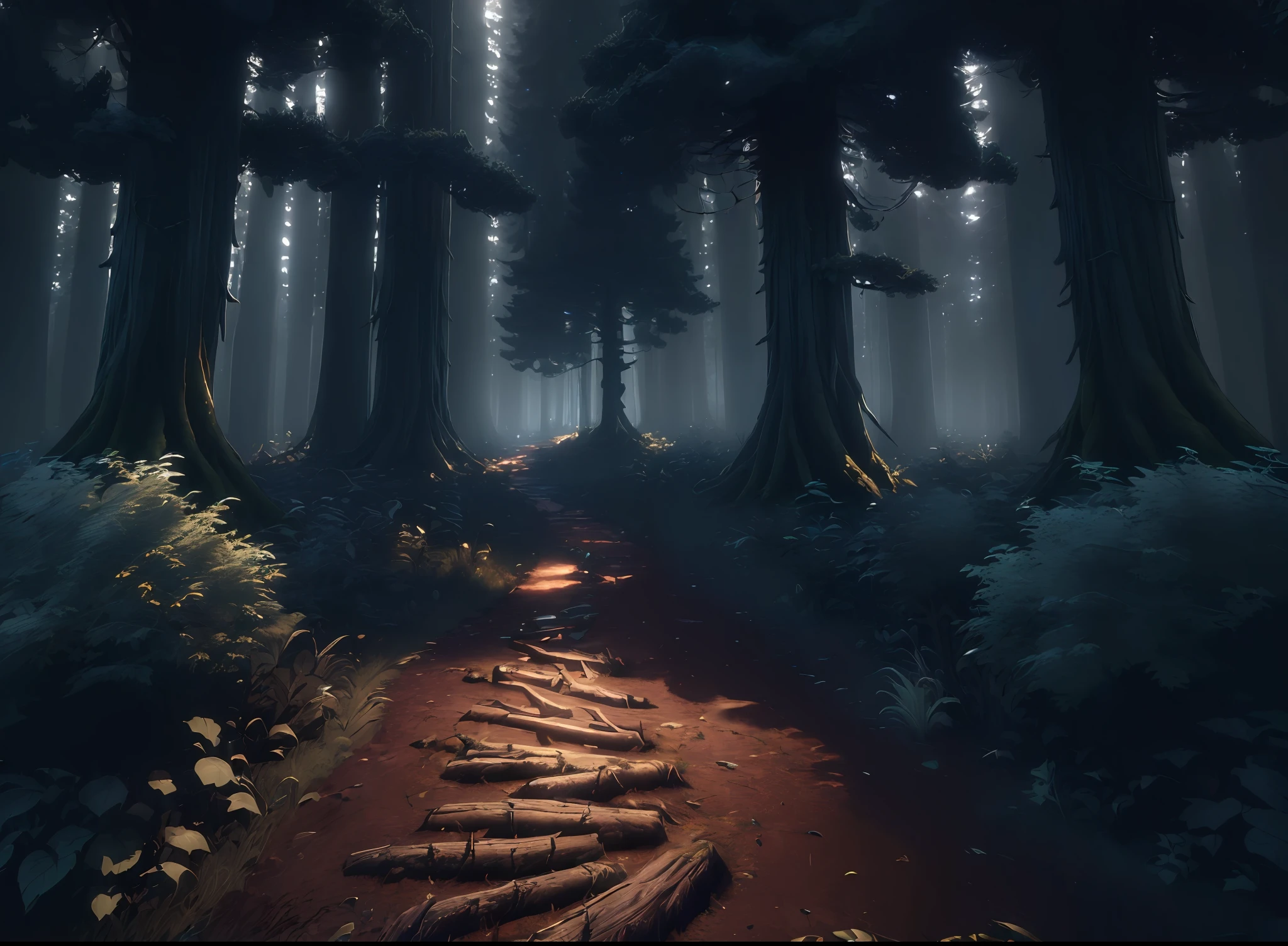 (((Masterpiece))), best quality, ultra-detailed CG unity 8k wallpaper dark forest