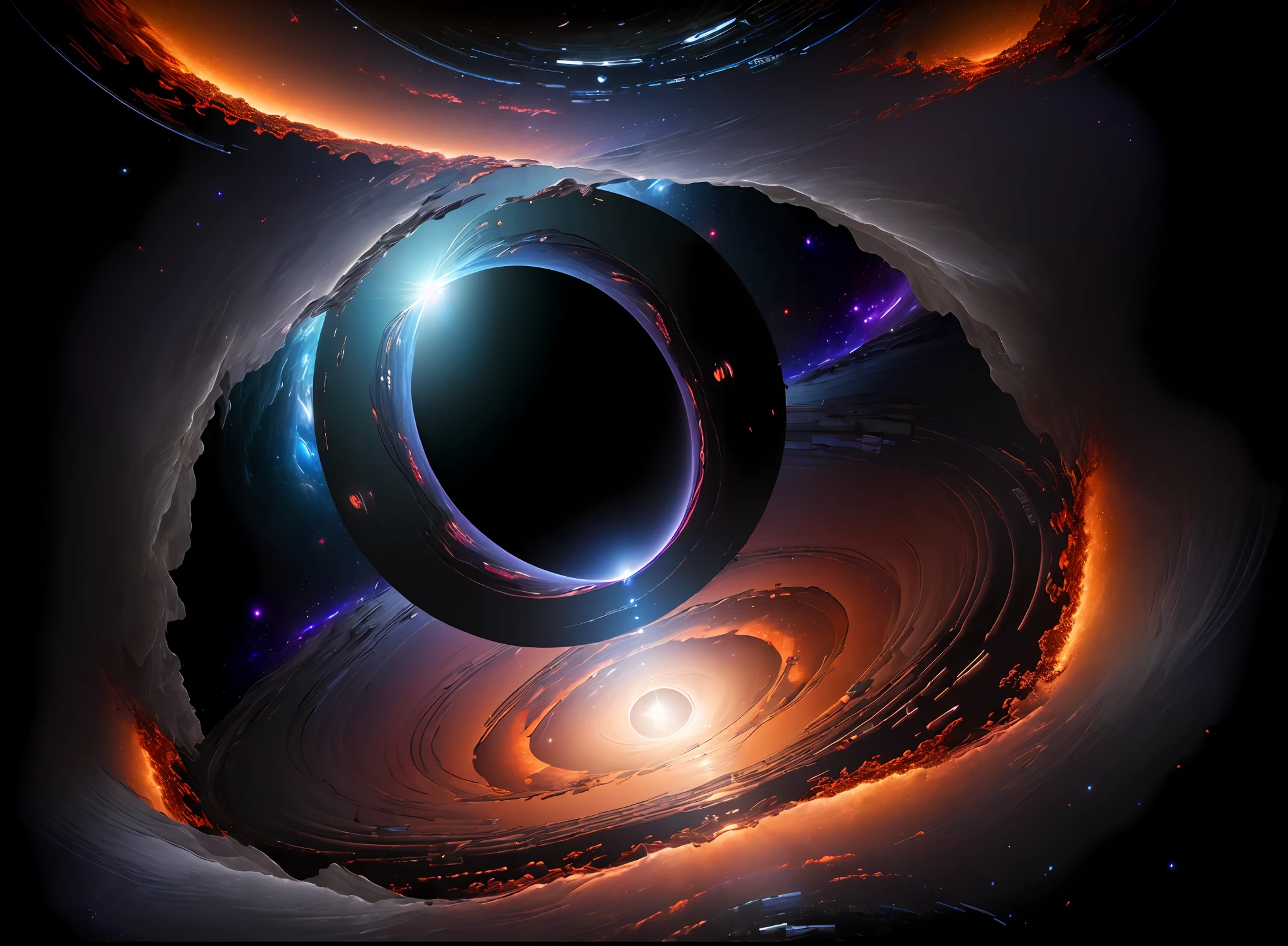 (((Masterpiece))), best quality, ultra-detailed CG unity 8k wallpaper the universe through a black hole